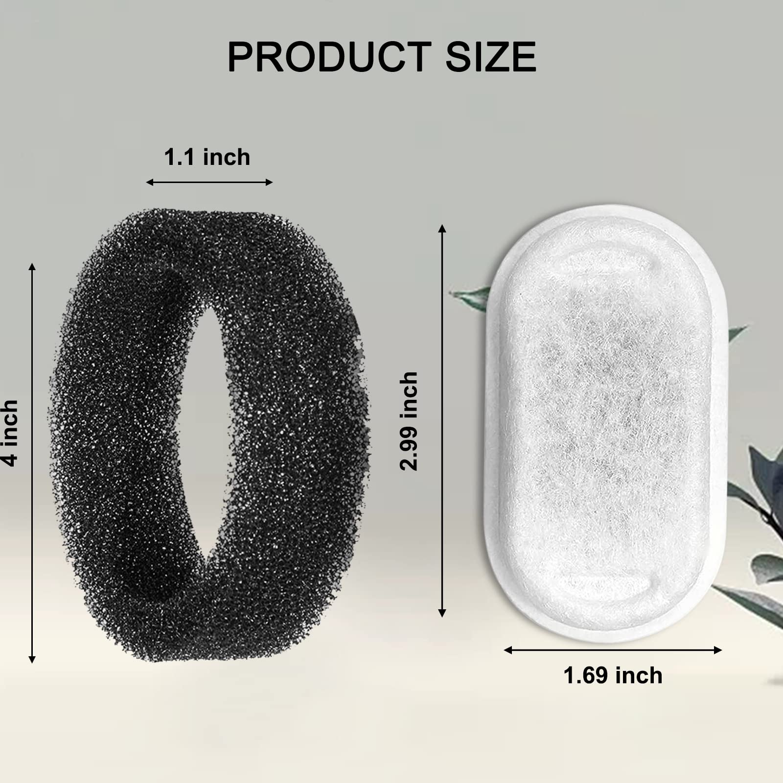 Cat Water Fountain Filters For 108/3.2L& 67Oz/2L Stainless Steel Pet Water Dispenser Fountain Filter Replacement With 8 Sponges