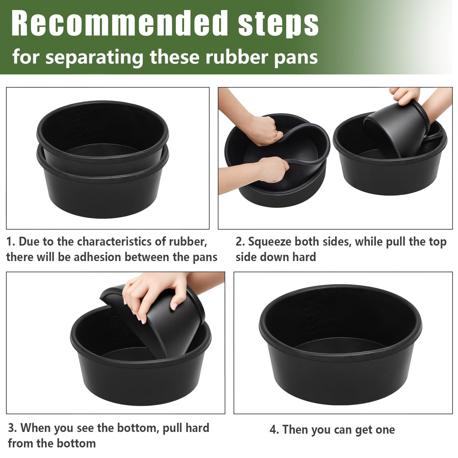 Sadnyy 4 Pcs Rubber Feeder Pan, Rubber Feed Pan Utility Horse Feed Bucket Dog Bowl Horse Feeder for Cats Dogs Goats Chicken Dust