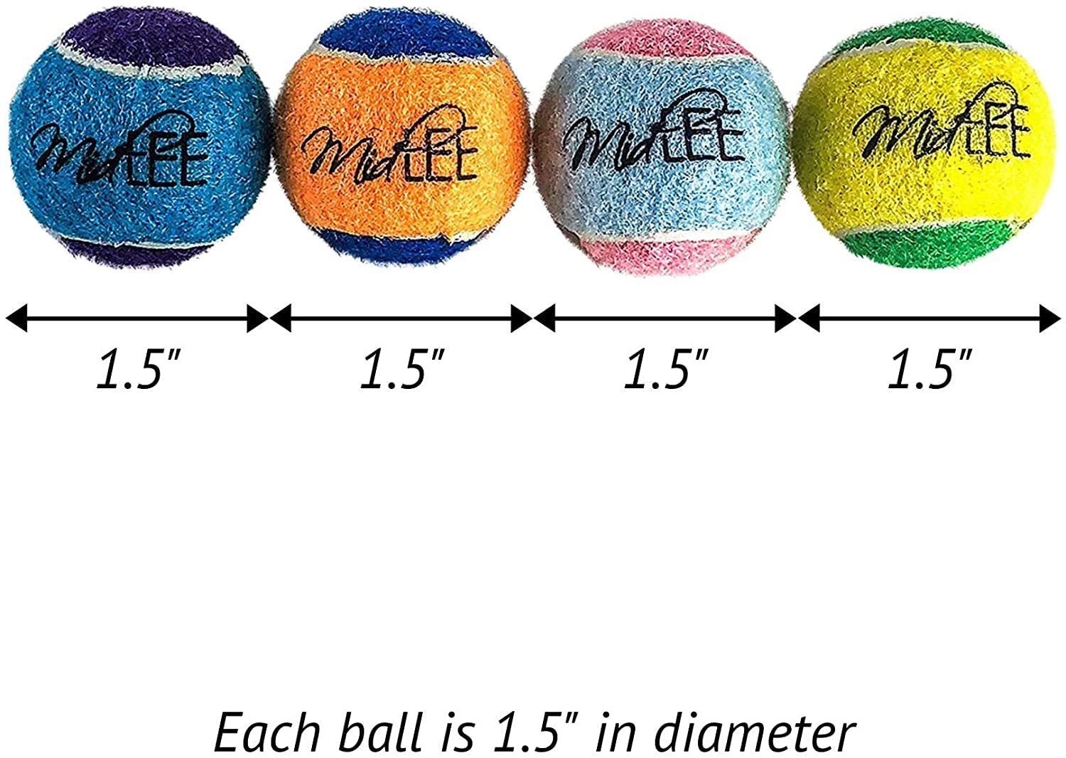 Midlee X-Small Dog Tennis Balls 1.5'' Pack Of 12 (Assorted, 1.5 Inch)