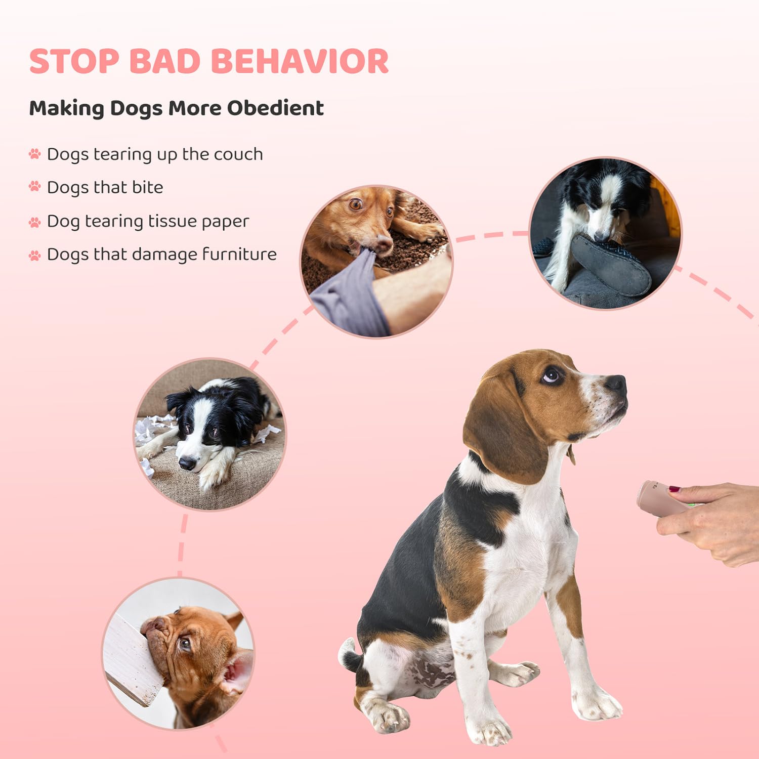 Lehuski Dog Bark Deterrent Device - Rechargeable Ultrasonic Anti Barking Device For Dogs Effective Control Up To 50 Ft Safe And