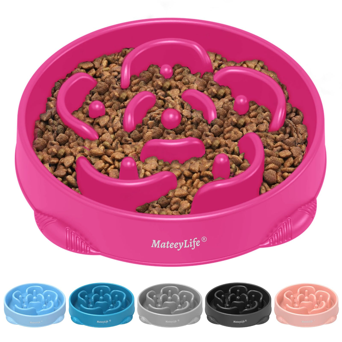 Mateeylife Large Slow Feeder Dog Bowls, Anti-Choking Puzzle Dog Food Bowls, Non Slip Interactive Dog Feeding Bowls Slow Down Eating, Bloat Stop Maze Dog Dishes Dog Feeder For Large Breeds Purple