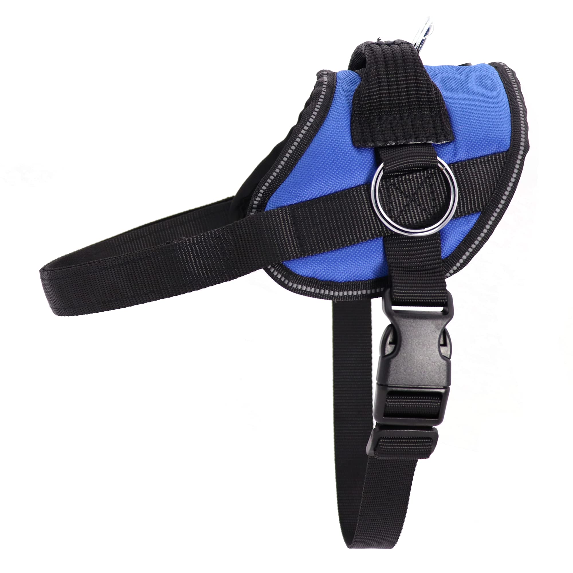Bark Appeal Blue No-Pull Dog Harness for Large to Extra Large Sized Pets - Adjustable, Reflective Vest with 3 Leash Clips for Ad