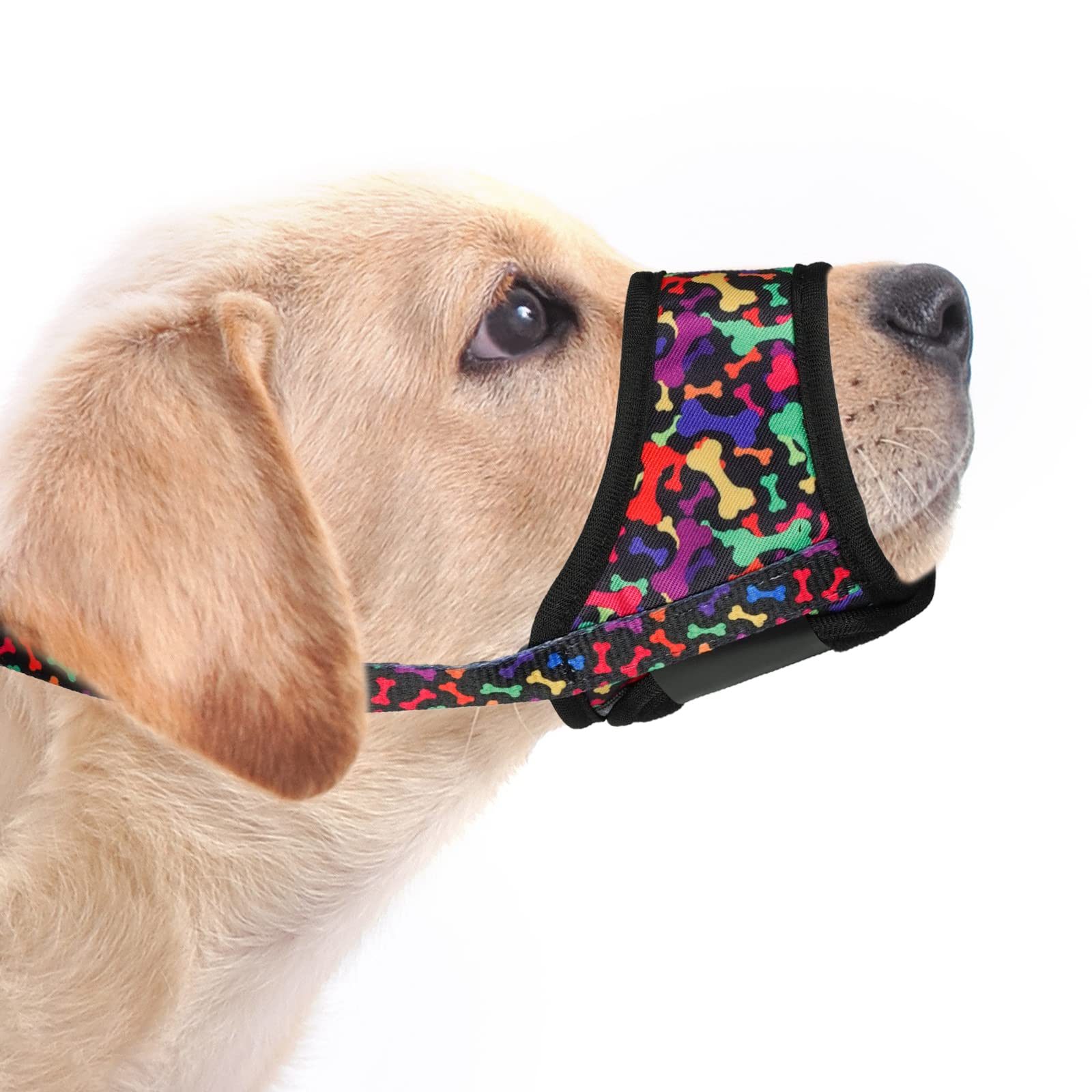 Luckypaw Dog Muzzle, Soft Muzzles For Small Medium Large Dogs, Breathable Mouth Cover To Stop Biting And Chewing With Pattern, A