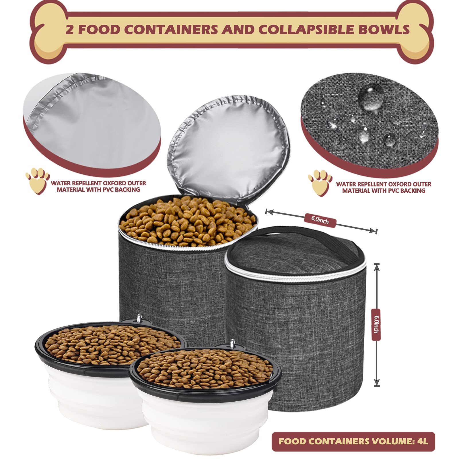 BAGLHER ?Dog Travel Bag Backpack, Airline Approved Pet Supplies Backpack, Dog Travel Backpack with 2 Silicone Collapsible Bowls