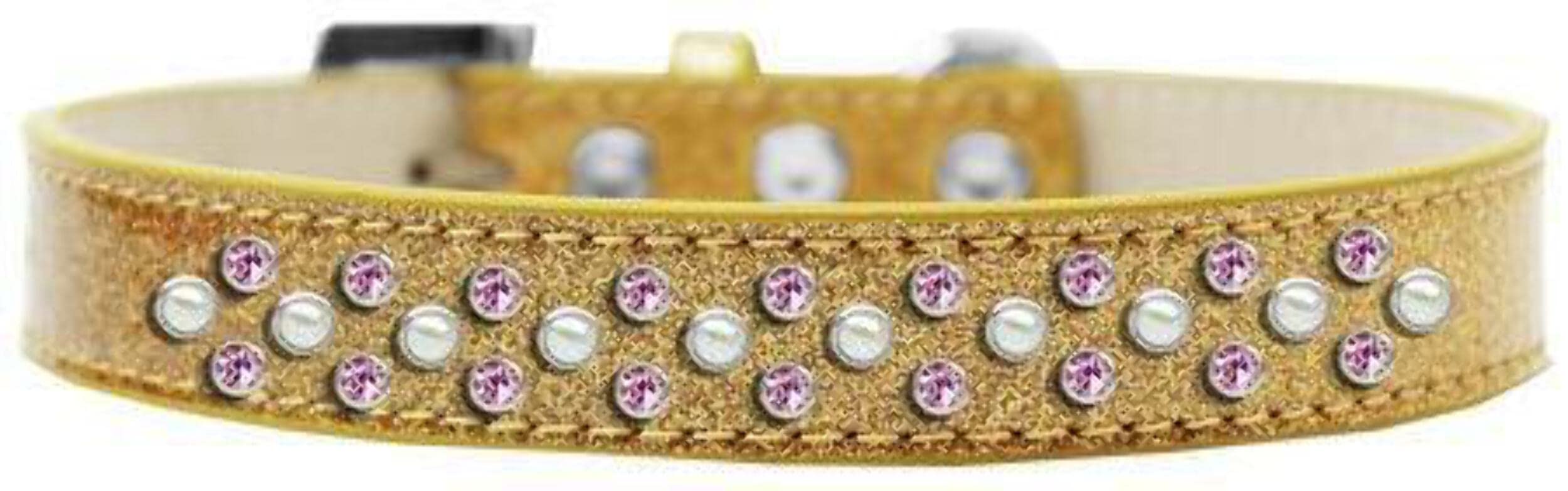 Mirage Pet Products Sprinkles Ice Cream Dog Collar with Pearl and Light Pink Crystals, Size 18, Silver