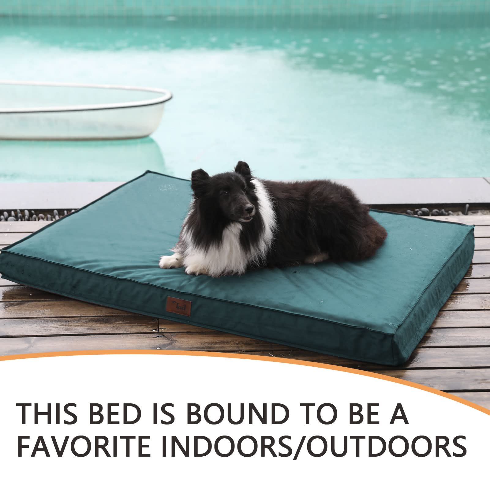 Tail Stories Outdoor All Weather Dog Bed, Waterproof Dog Bed For Large Dogs, Orthopedic Egg Foam Indestructible Pet Bed With Washable Removable Cooling Dog Bed Cover