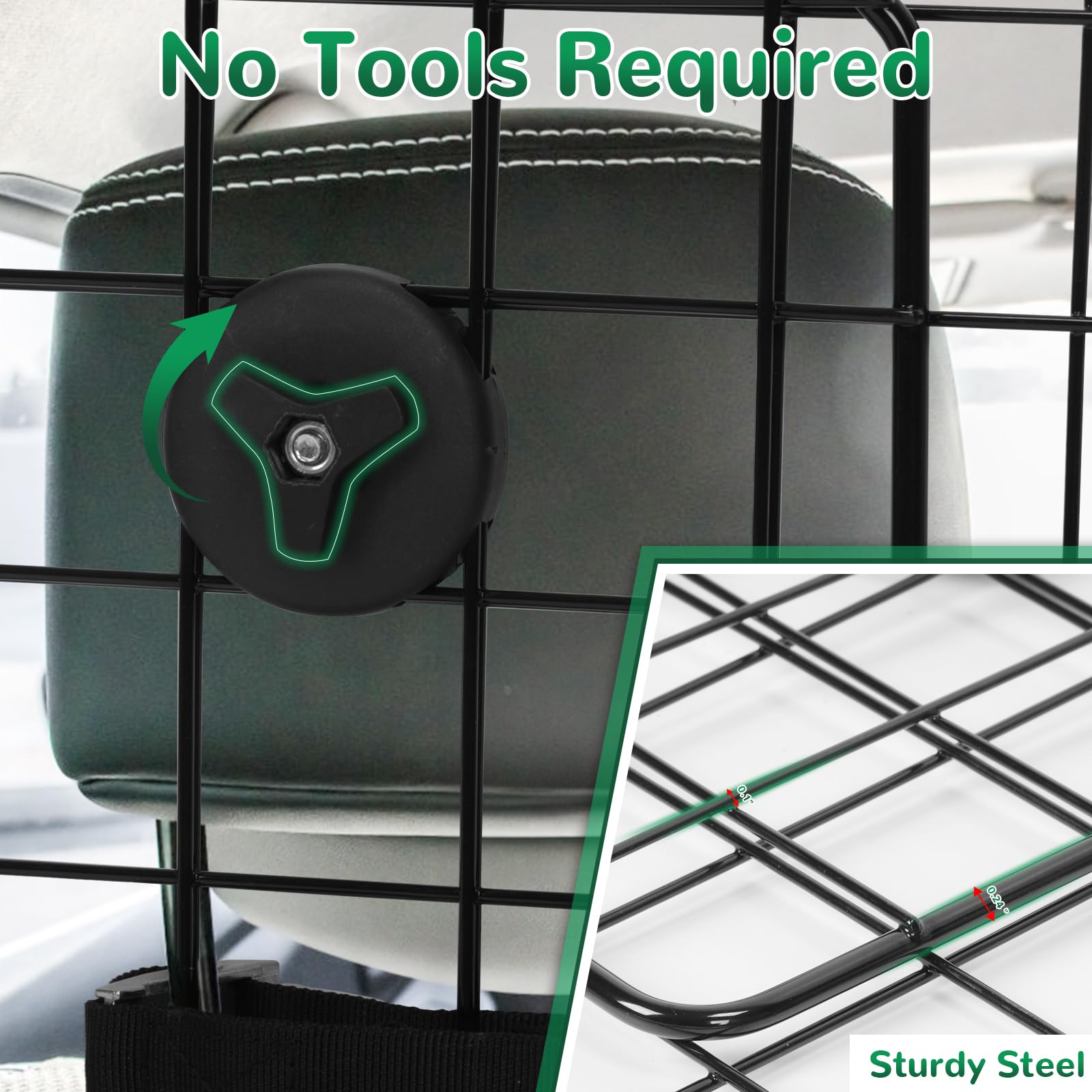 Haitral Universal-Fit Dog Barrier, Adjustable Suv/Car/Truck Divider, Heavy-Duty Wire Mesh Pet Guard, Back Seat Separator, Safety