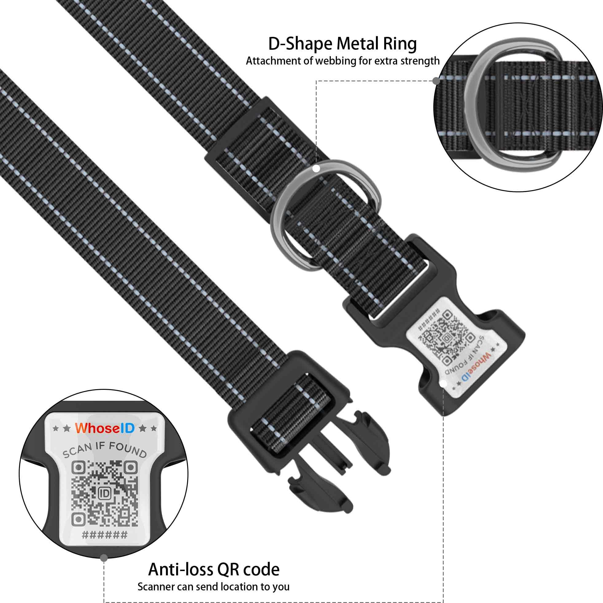 Dog Collar With Qr Code, Reflective Pet Collar, Soft Neoprene Padded & Safety Locking Buckle Adjustable Dog Collar For Medium Do