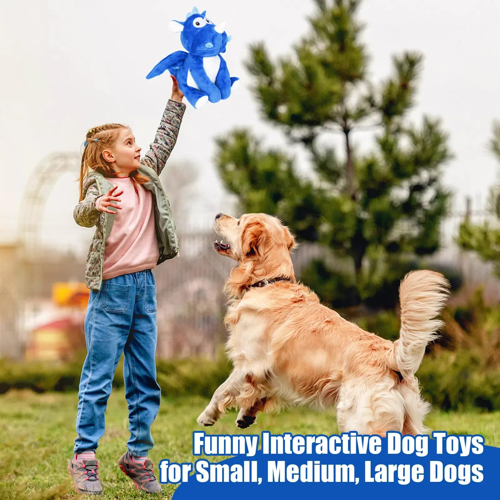 loncoldy Plush Dog Toys, Tough Chew Toys for Dogs, Crinkle Stuffed Squeaky Toy for Small Medium Large Breed, Interactive Plush T