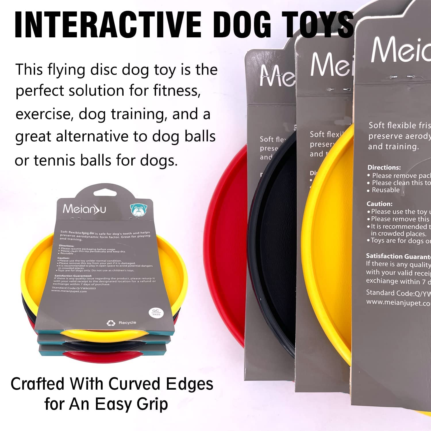 Xigou Dog Flying Disc, 3 Pcs Competition Dog Flyer Dog Toy, Soft Dog Flying Disc Indestructible Rubber Lightweight Flying Disc Dog Toy For Dogs - Floats On Water, Gentle On Teeth And Gums
