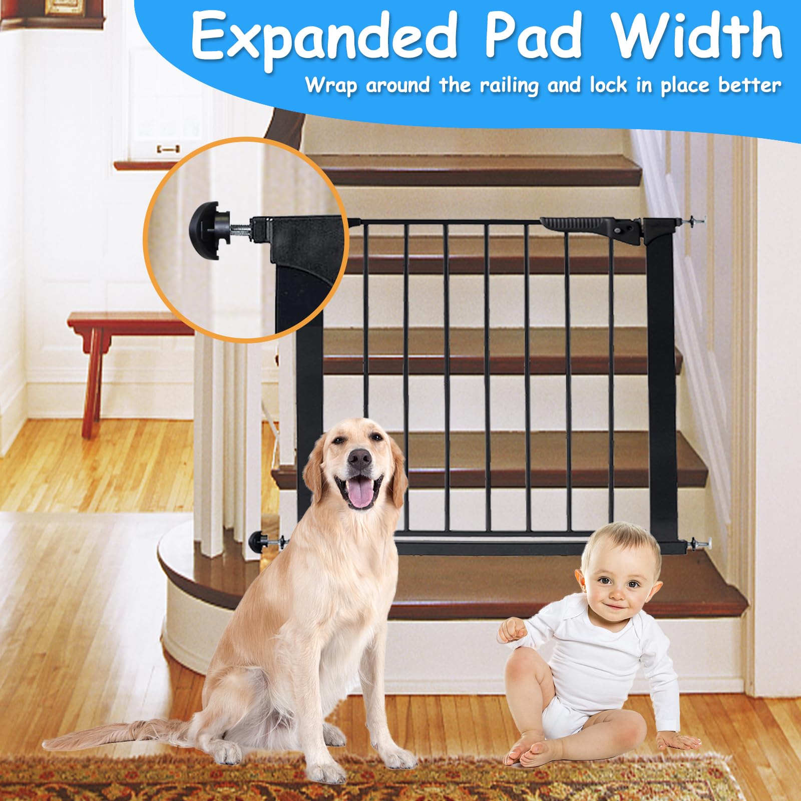 2 Pack Baby Gate Banister Adapter for Pressure Mounted Stair Gates Universal Hardware Parts Kit Baby and Dog Gate for Stairs No