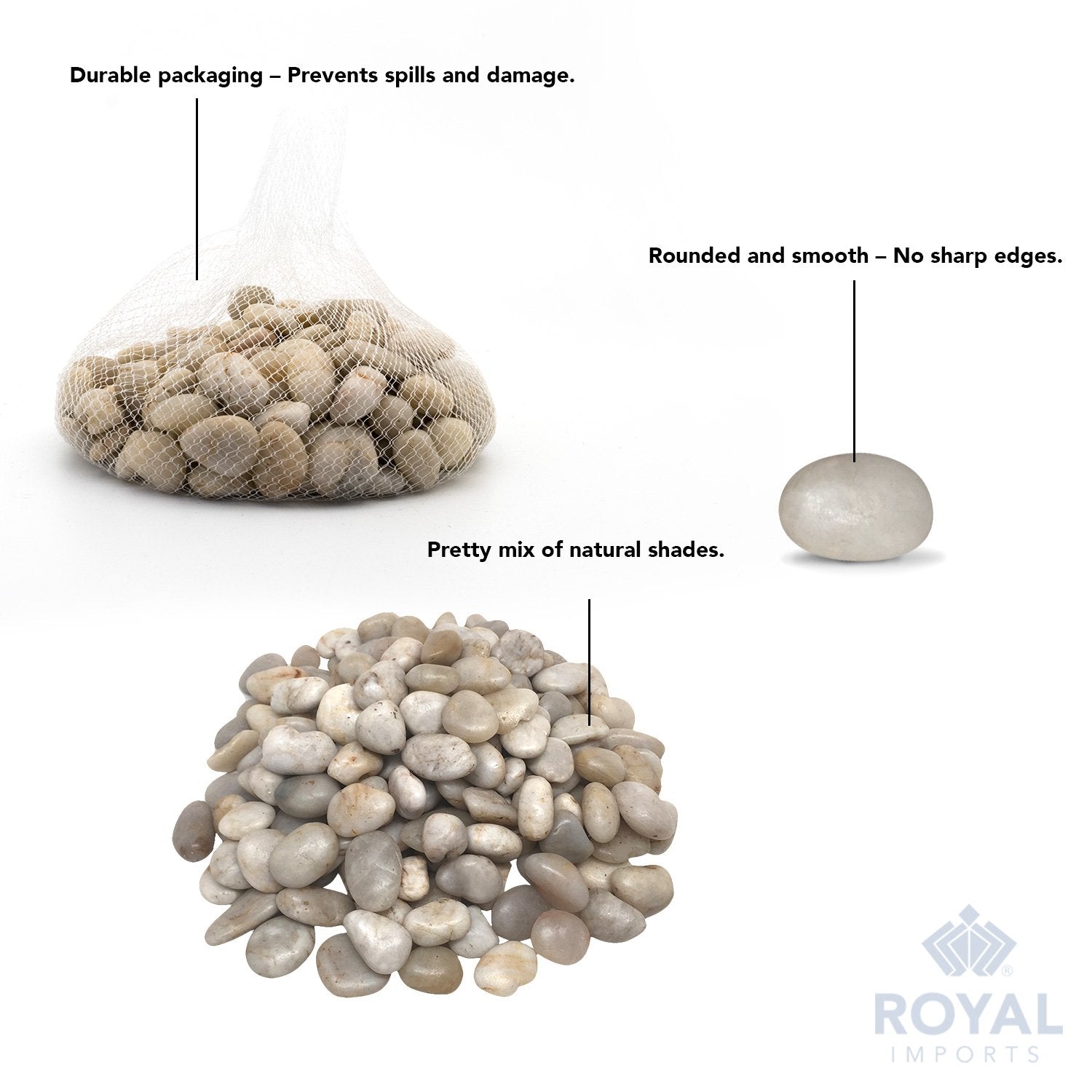 Royal Imports 5LBS River Rocks Decorative Ornamental Pebbles, Garden Landscaping Stones, Gravel Filler for Plants, Vases, Succul