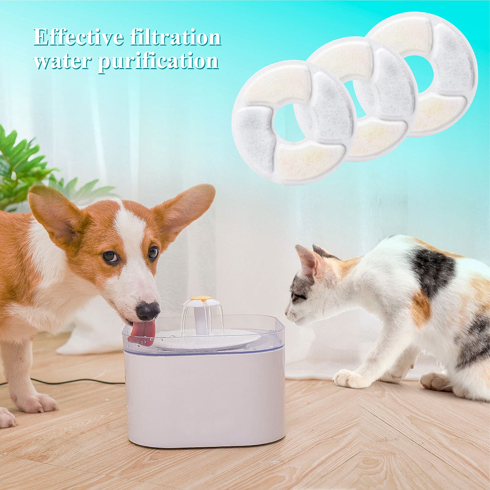 Cat Water Fountain Filters, 5 Inch Pet Fountain Filters, Dog Fountain Activated Carbon Filters Replacement, Compatible With Cats And Dogs Automatic Water Dispenser (10Pcs)