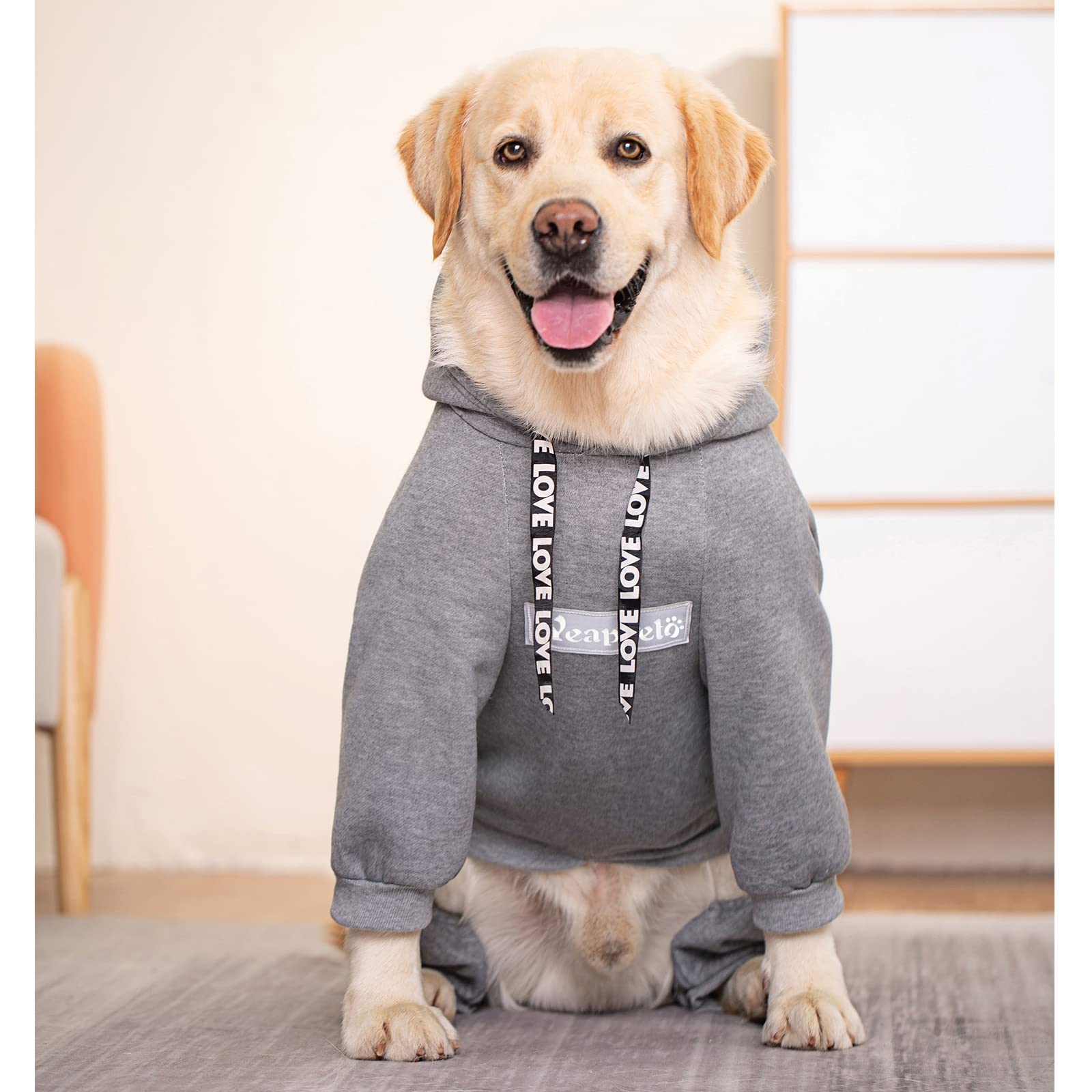 Dog Hoodies Winter Pullover For Large Medium Dogs, 4 Legs Warm Coat Hooded Sweatshirt, Fleece Hoodie For Cold Weather (Grey, 2X-