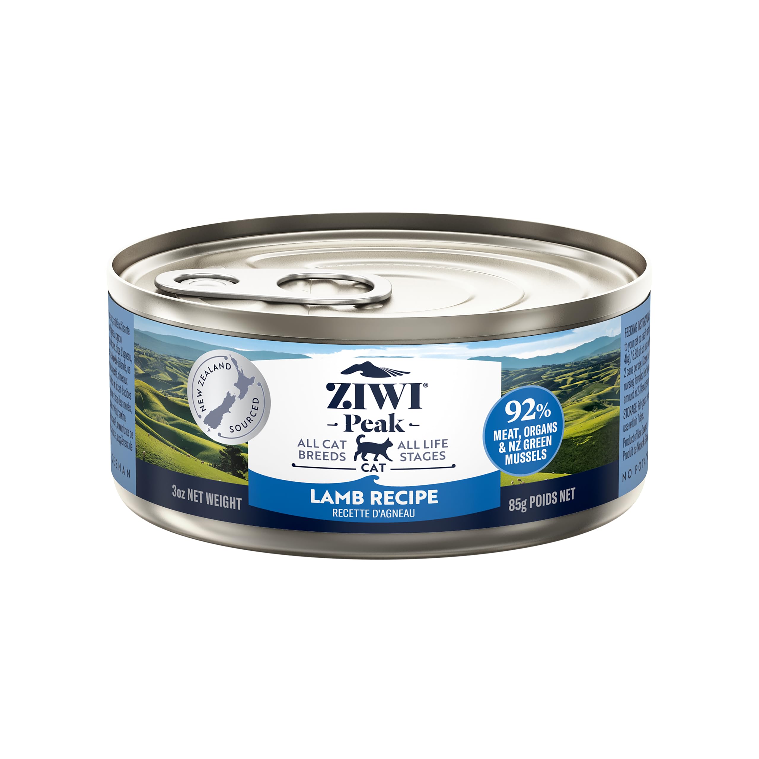 ZIWI Peak Canned Wet Cat Food - All Natural, High Protein, Grain Free, Limited Ingredient, with Superfoods (Lamb, Case of 24, 3o