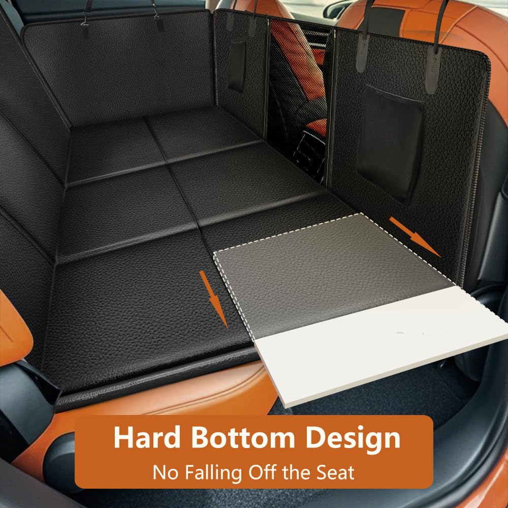 Moymo Waterproof Back Seat Extender For Dogs, Pu Leather Dog Car Seat Cover For Back Seat, Hard Bottom Car Seat Cover For Dogs,