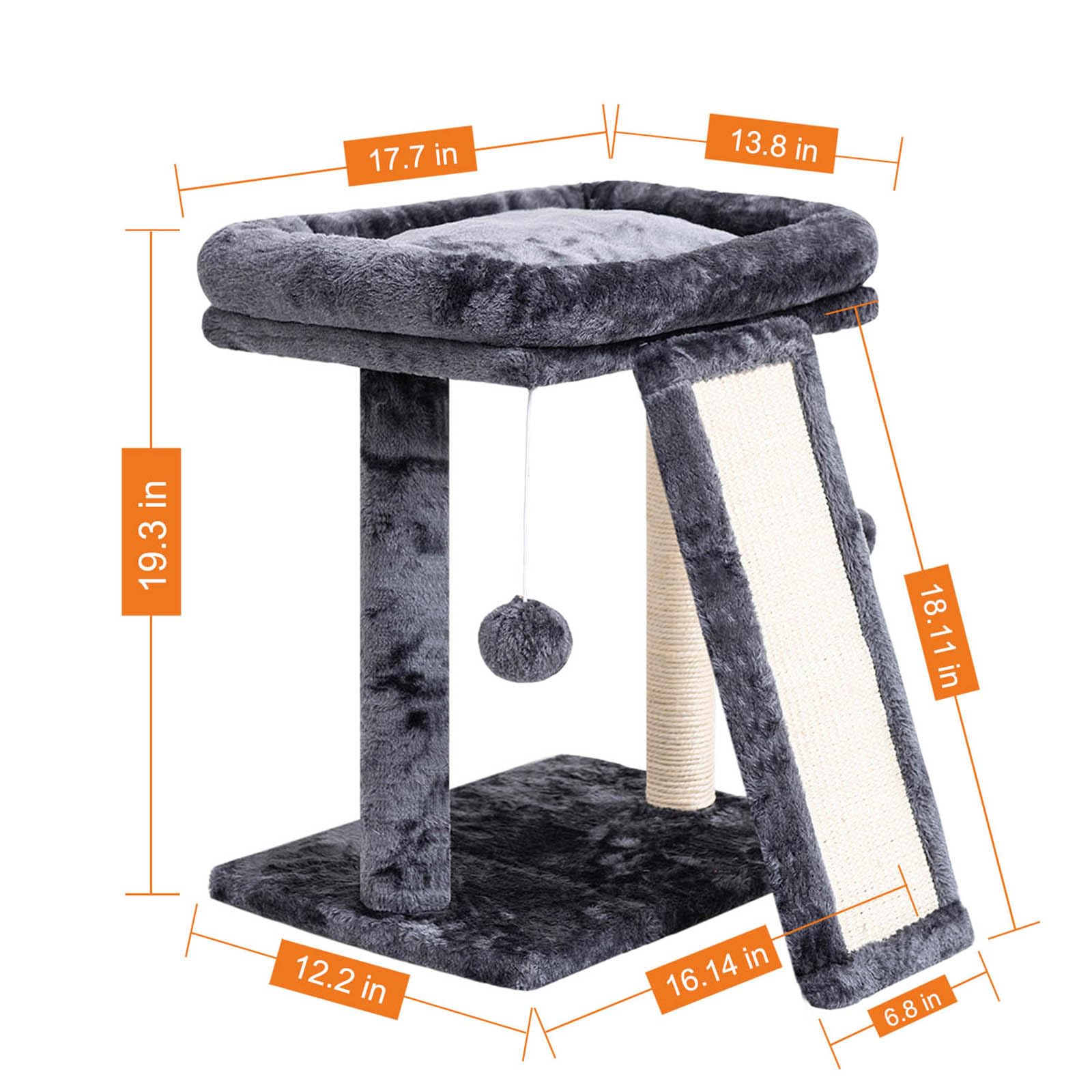 Syandlvy Small Cat Tree With Perch, Cat Scratching Board For Indoor Cats, Scratching Post With 2 Dangling Balls, Great For Kitte