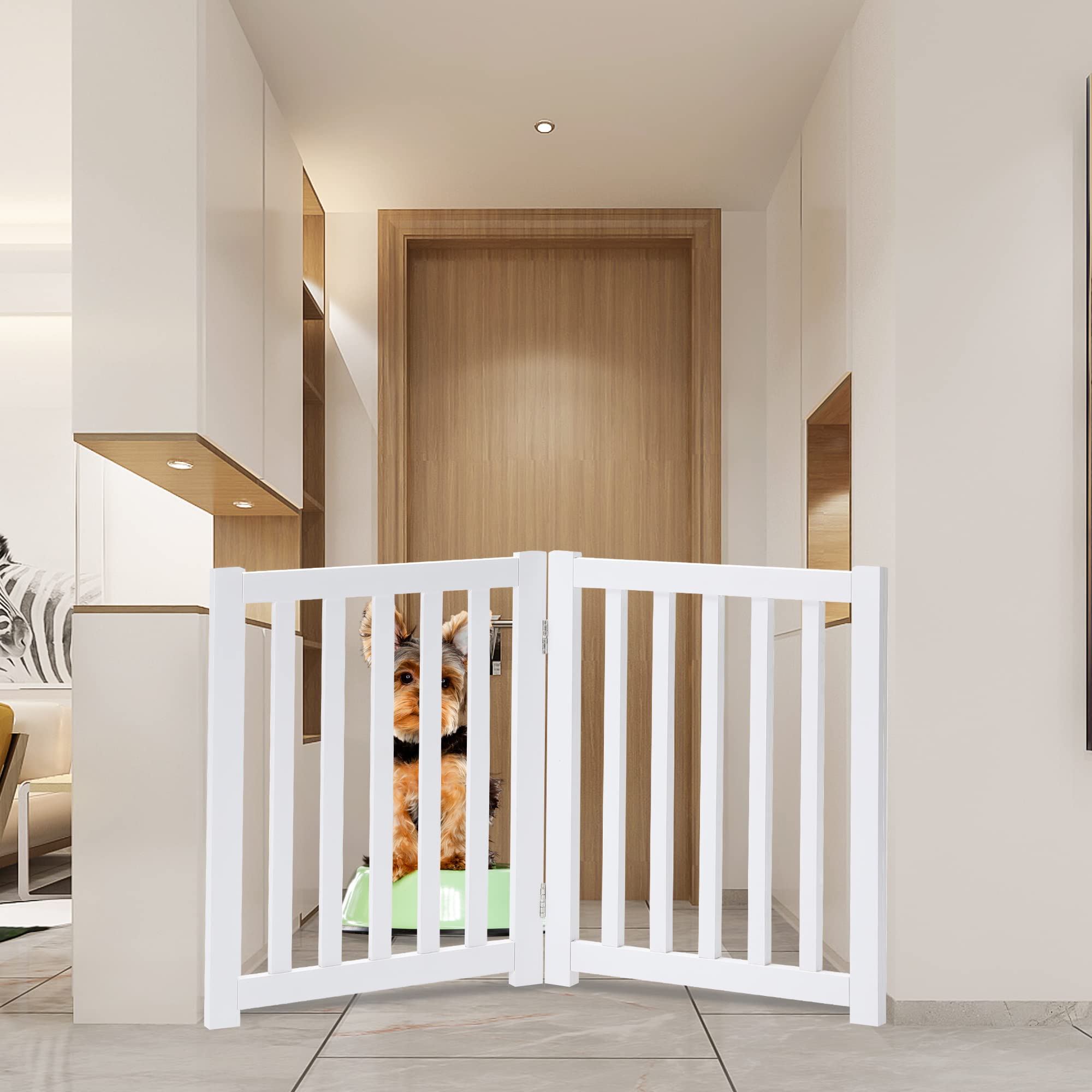 Lzrs Solid Hardwood Freestanding Pet Gate,Wooden Dog Gates For Doorways,Nature Wood Dog Gates For The House,Dog Gate For Stairs,