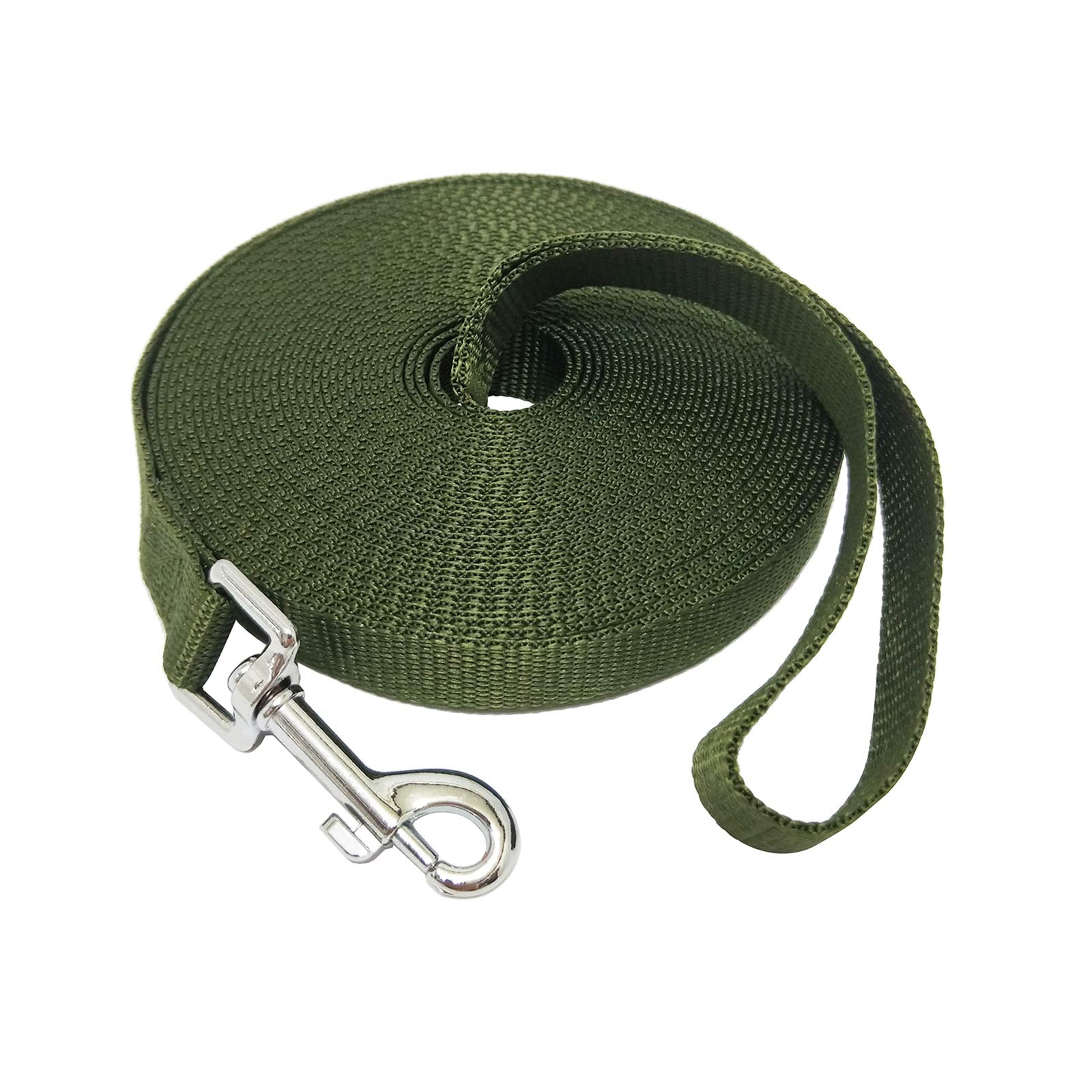 Nylon Training Dog Leash For Small Medium Large Dogs, 15Ft 20Ft 30Ft 50Ft Long Leash Dog/Puppy Lead For Obedience Recall Training, Camping (30Ft, Green)