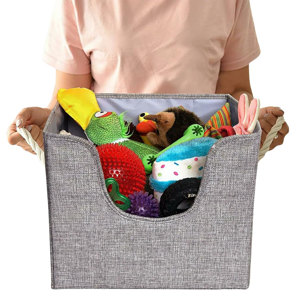 Premium Dog Toy Bin & Blanket Basket - Living Room & Nursery Storage, Easy to Clean, Perfect for Toy Organization - 13x13x11