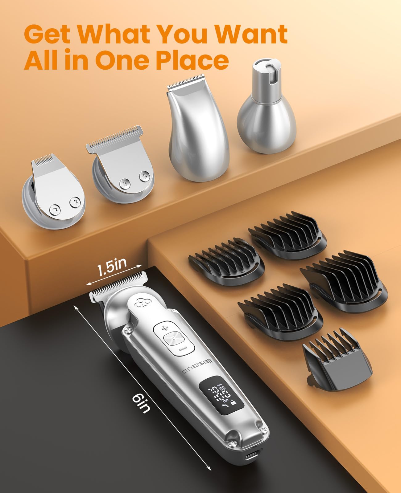 Oneisall Dog Clippers And Paw Trimmer With Low Noise, 4 - In - 1 Cordless Dog Grooming Kit With 3 - Level Speed Clippers (7000 R