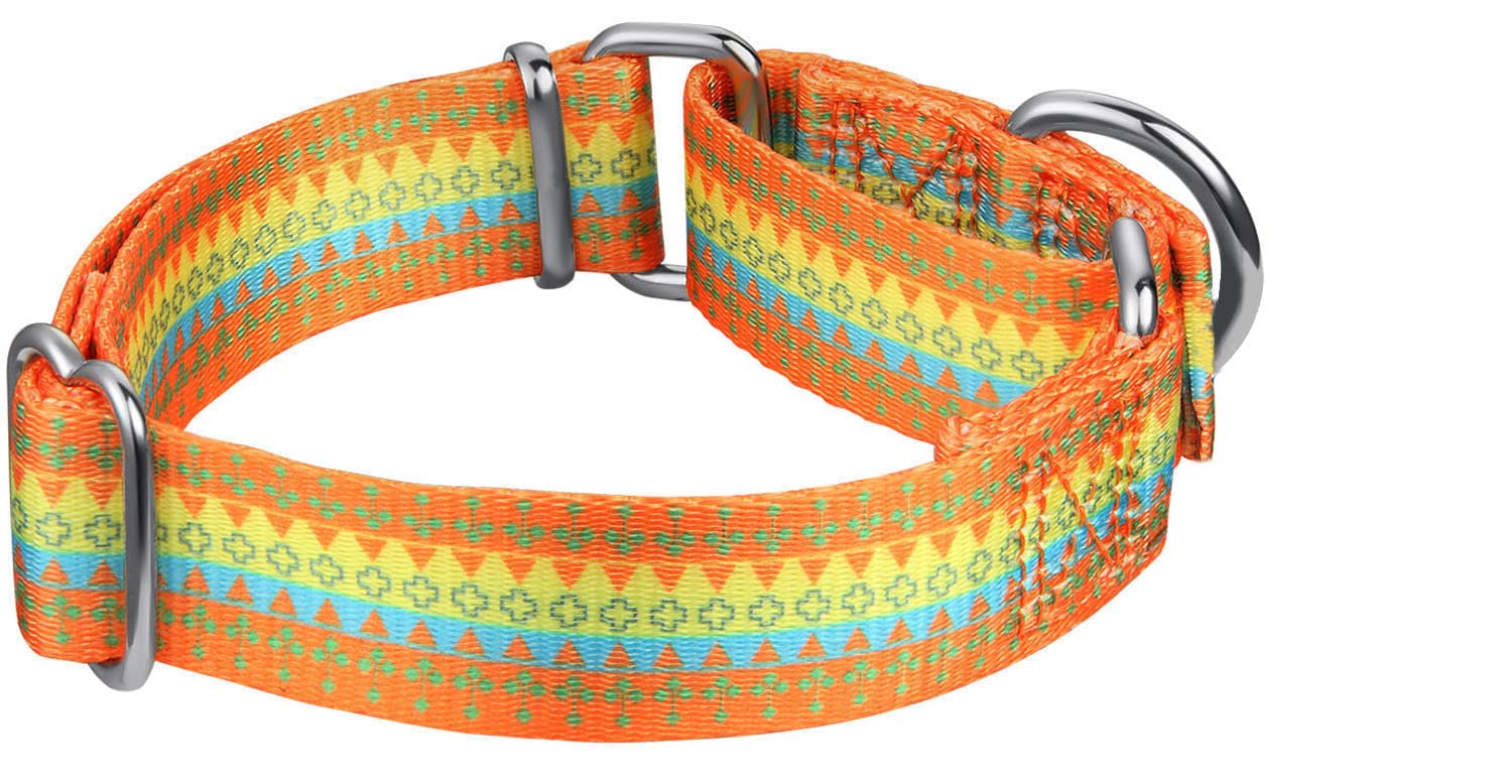 Dazzber Fashion Print And Unique Geometric Pattern Martingale Dog Collar, Silky Soft Safety Training Collars For Small To Large