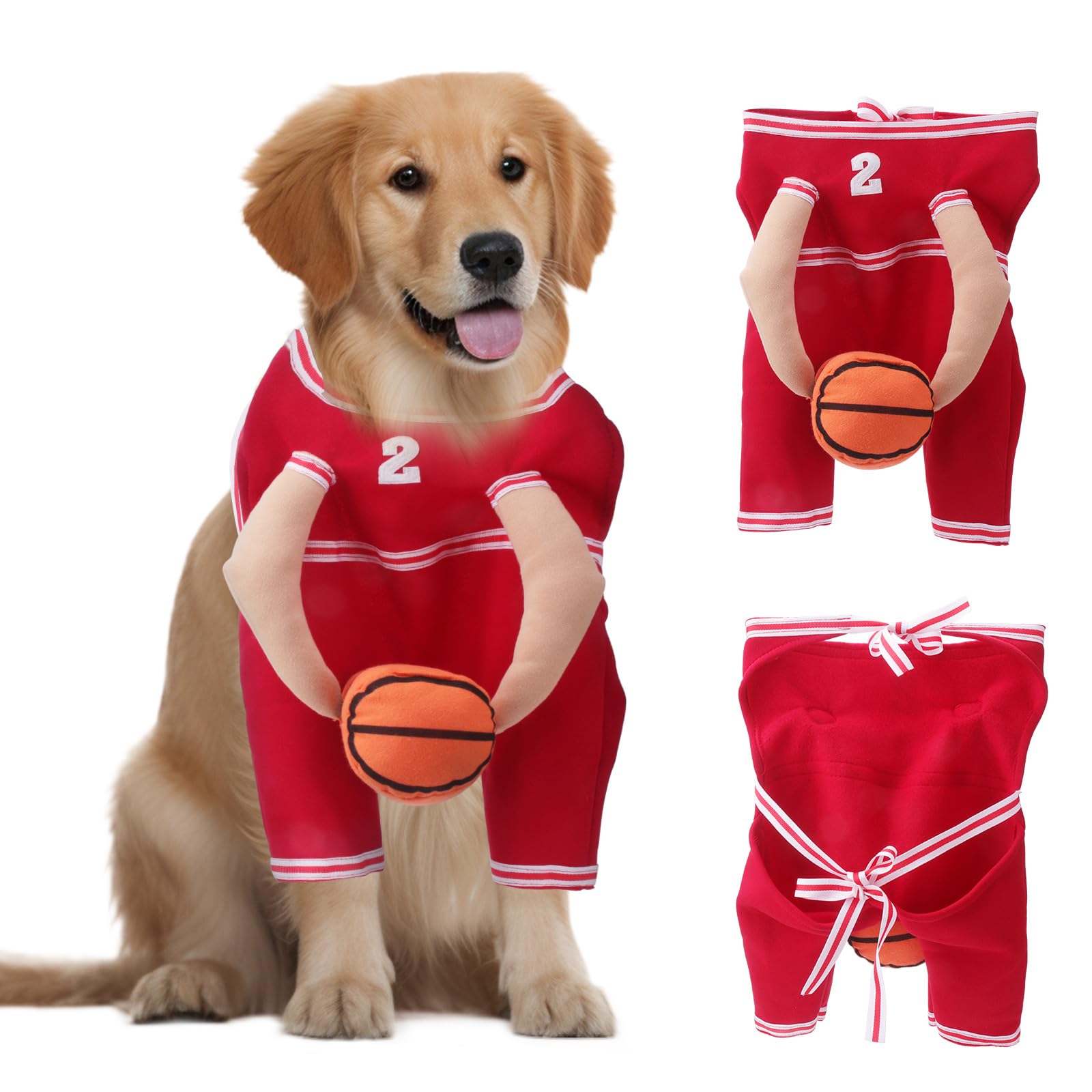 Mewzoo Dog Basketball Costume With Ball - Adjustable Funny Pet Sports Outfits For Easter, Cute Cosplay Clothes For Small Medium 