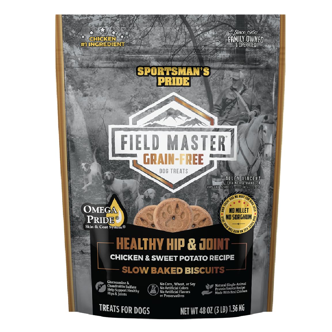 Sportsmans Pride Field Master Healthy Hip & Joint Chicken & Sweet Potato Recipe Grain-Free Dog Biscuits, 3 lb.