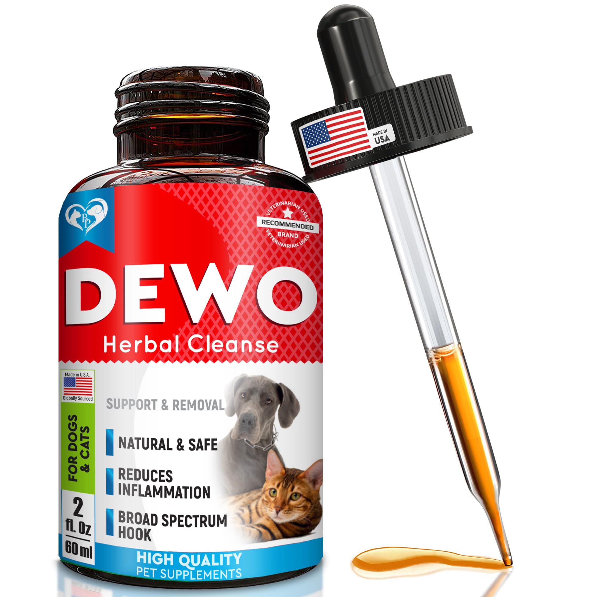 Natural Intestinal Defense for Dogs, Puppies & Cats, Kitten - Herbal Cleanse with Wormwood, Black Walnut - Promotes Healthy Gut