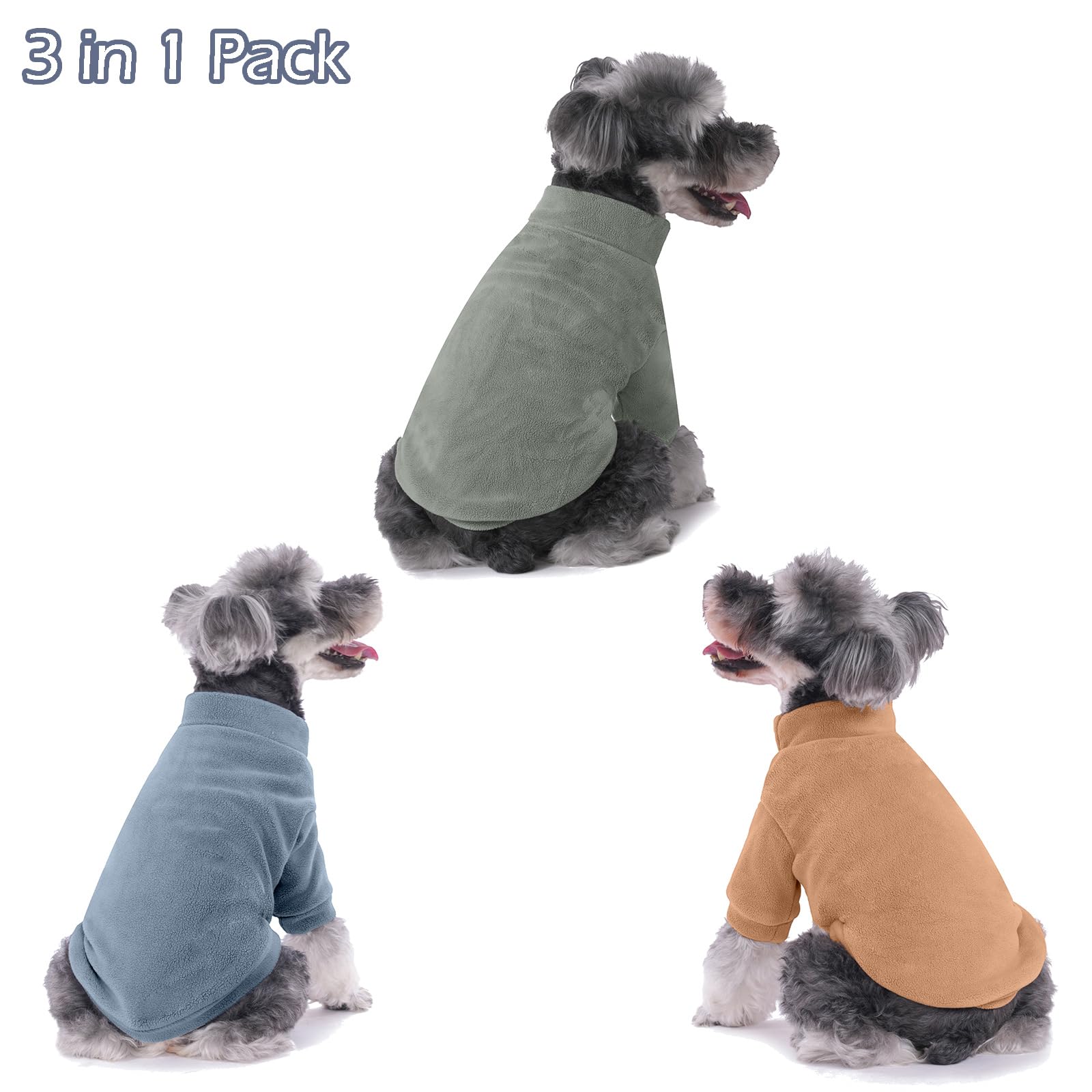 Gyalaperi Dog Sweater, 3 Pack Dog Sweaters For Small Dogs Girl Boy, Ultra Soft Warm Puppy Clothes Dog Coat For Winter (Lt Blue+O