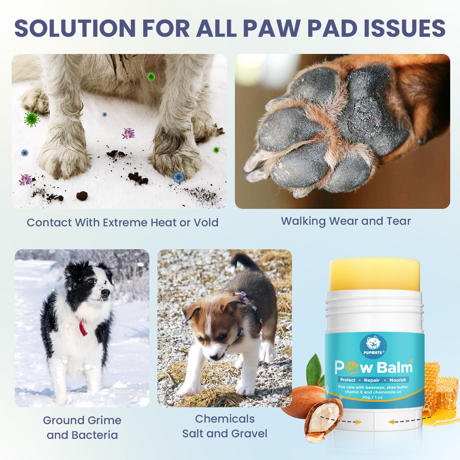 Dog Paw Care Kit | No-Rinse Paw Cleaner & Soothing Paw Balm | Gentle And Safe | Removes Tangles & Knots With Dog Grooming Comb |