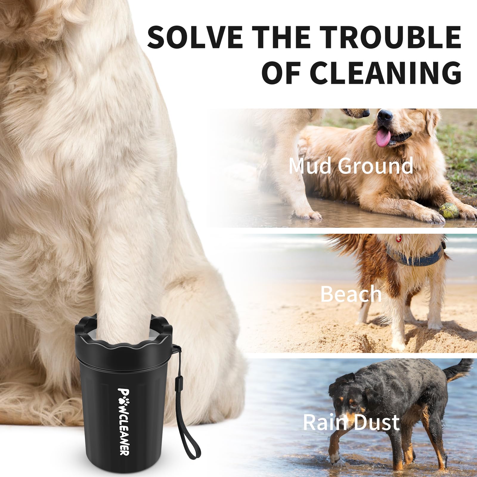 Dog Paw Cleaner For Dogs, (With 3Pcs Absorbent Towels & Adjustable Bath Brush) Dog Paw Washer, Pet Foot Cleaner (Black, Medium)