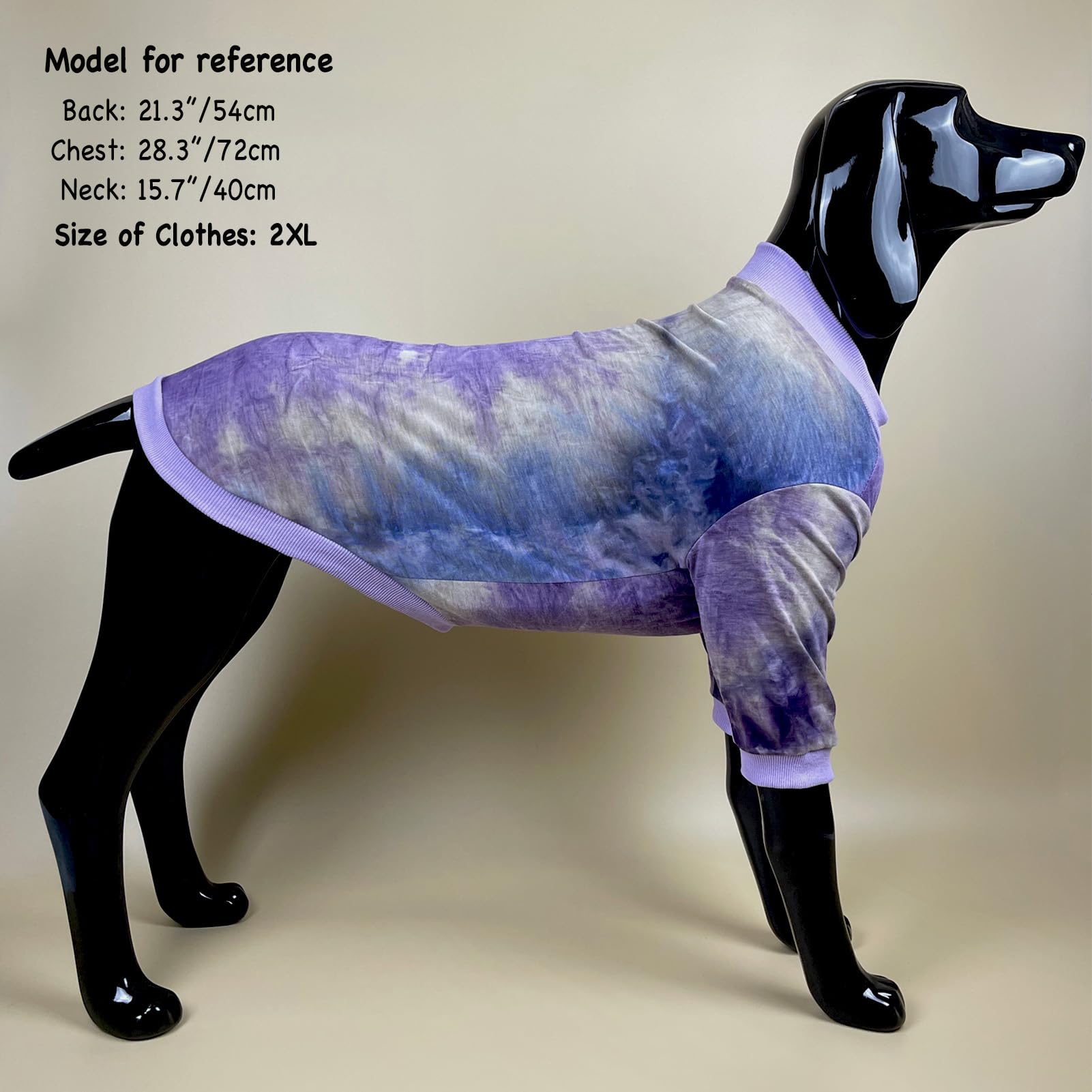 D.E.E Cotton Dog Shirts Large Tie Dye Dog Clothes Lightweight Girl Boy Big (Purple, L(15.7'' Back 21.3'' Chest))