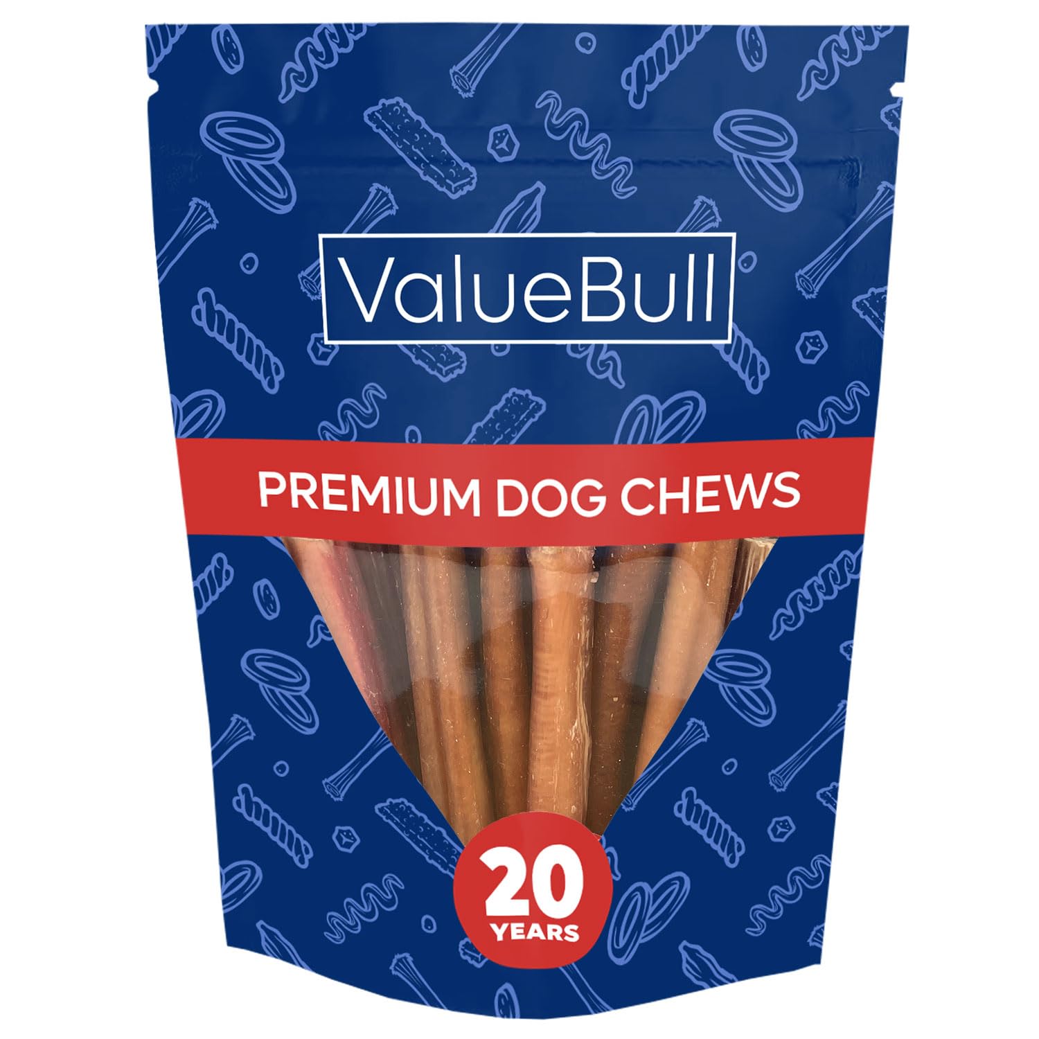 ValueBull Bully Sticks for Dogs, Thick 6 Inch, 10 Count - All Natural Dog Treats, 100% Beef Pizzles, Single Ingredient