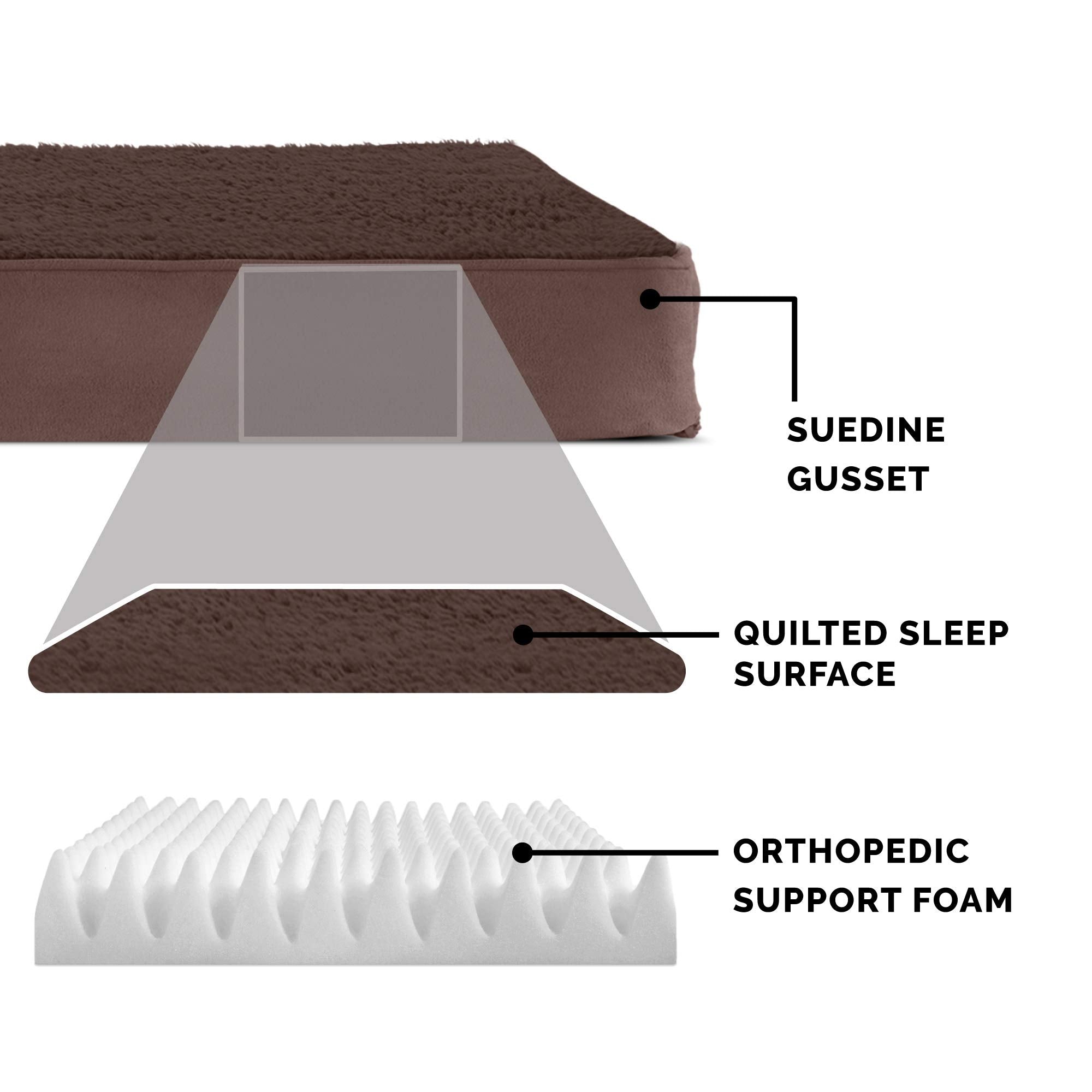 Furhaven Orthopedic Dog Bed for Large Dogs w/ Removable Washable Cover, For Dogs Up to 95 lbs - Terry & Suede Mattress - Espress