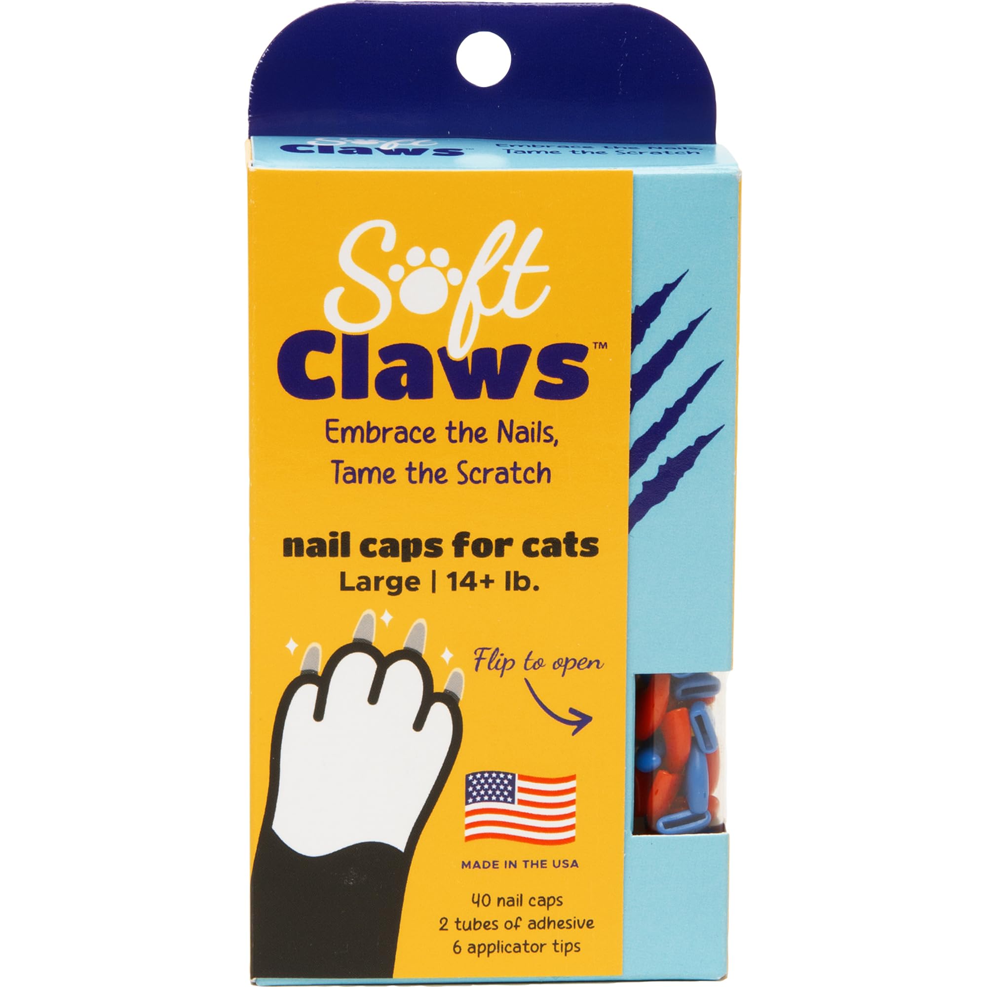 Soft Claws Safe Scratch-Free Solution for Cats - CLS (Cleat Lock System), Size: Large, Color: Summer (Blue & Red)