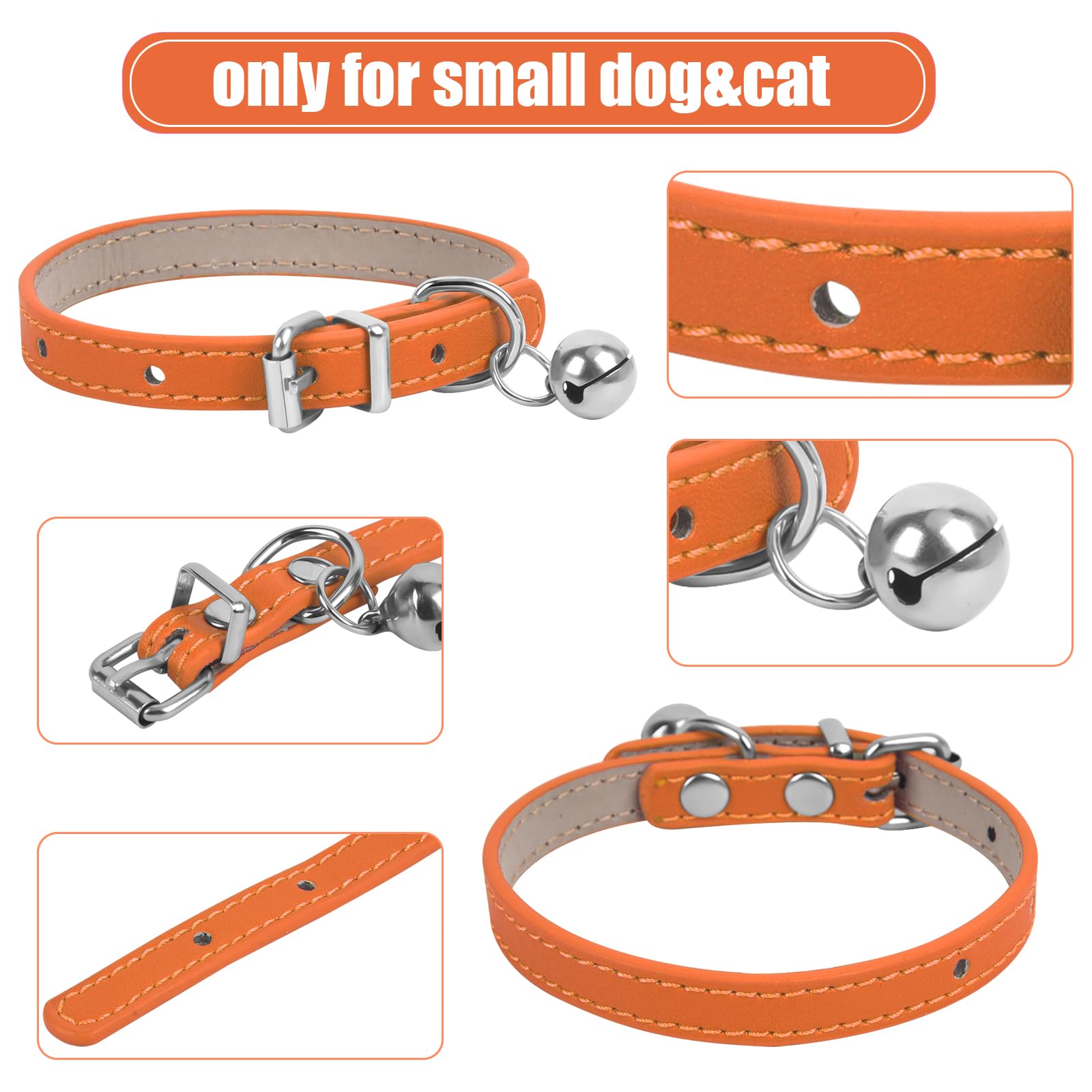 Chengfu Xxs Teacup Dog Collar, Orange, 3/8 Inch Width