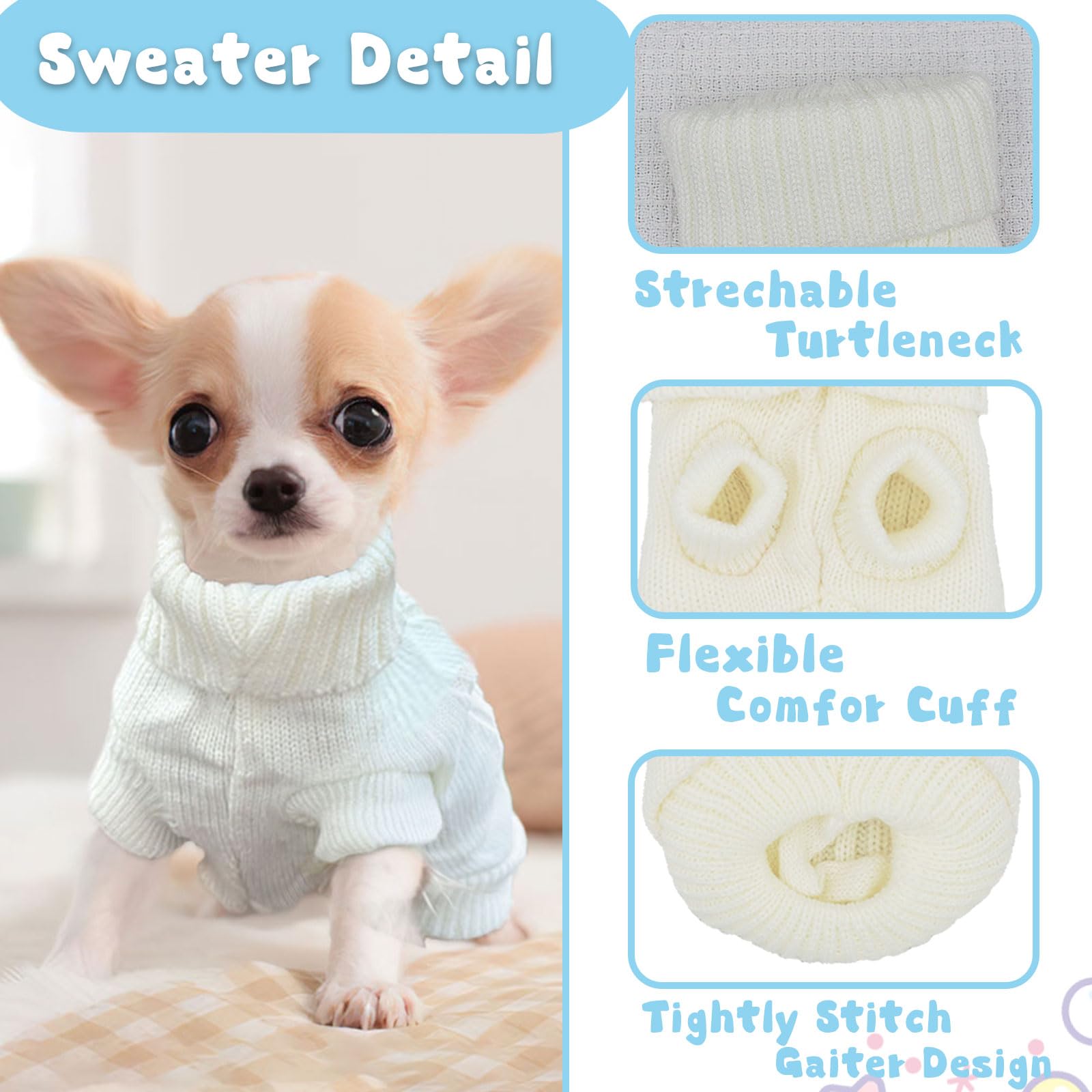 Xs Dog Clothes Dog Sweater For Small Dogs Autumn Winter Dog Sweaters Warm Puppy Clothes Turtleneck Pullover Sweater Pet Knitwear