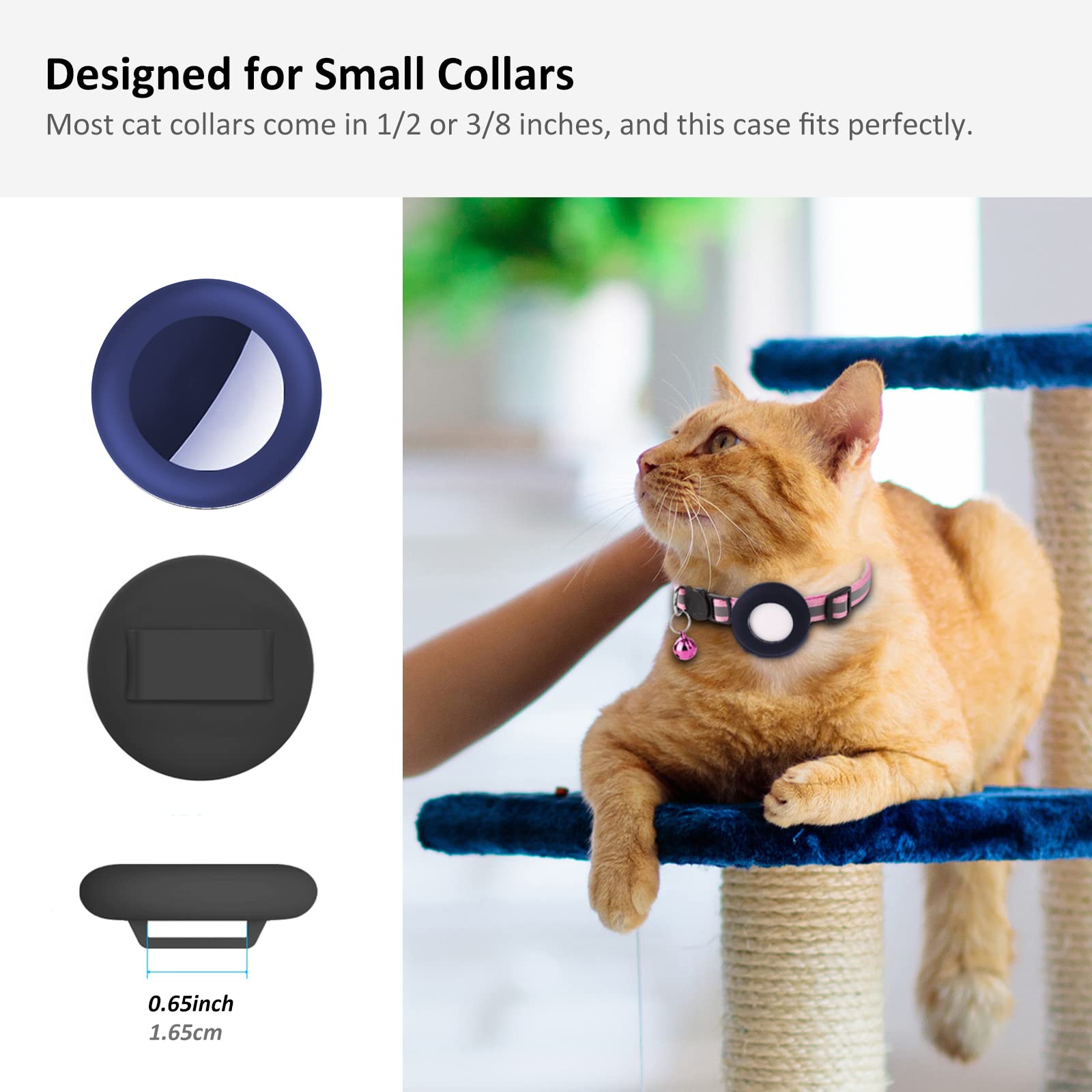 2022 Airtag Cat Collar Holder, Small Air Tag Cat Collar Holder Compatible With Apple Airtag Gps Tracker, 2Pack Waterproof Case Cover For Cat Dog Pet Collar Within 3/8 Inch (Black&Blue)