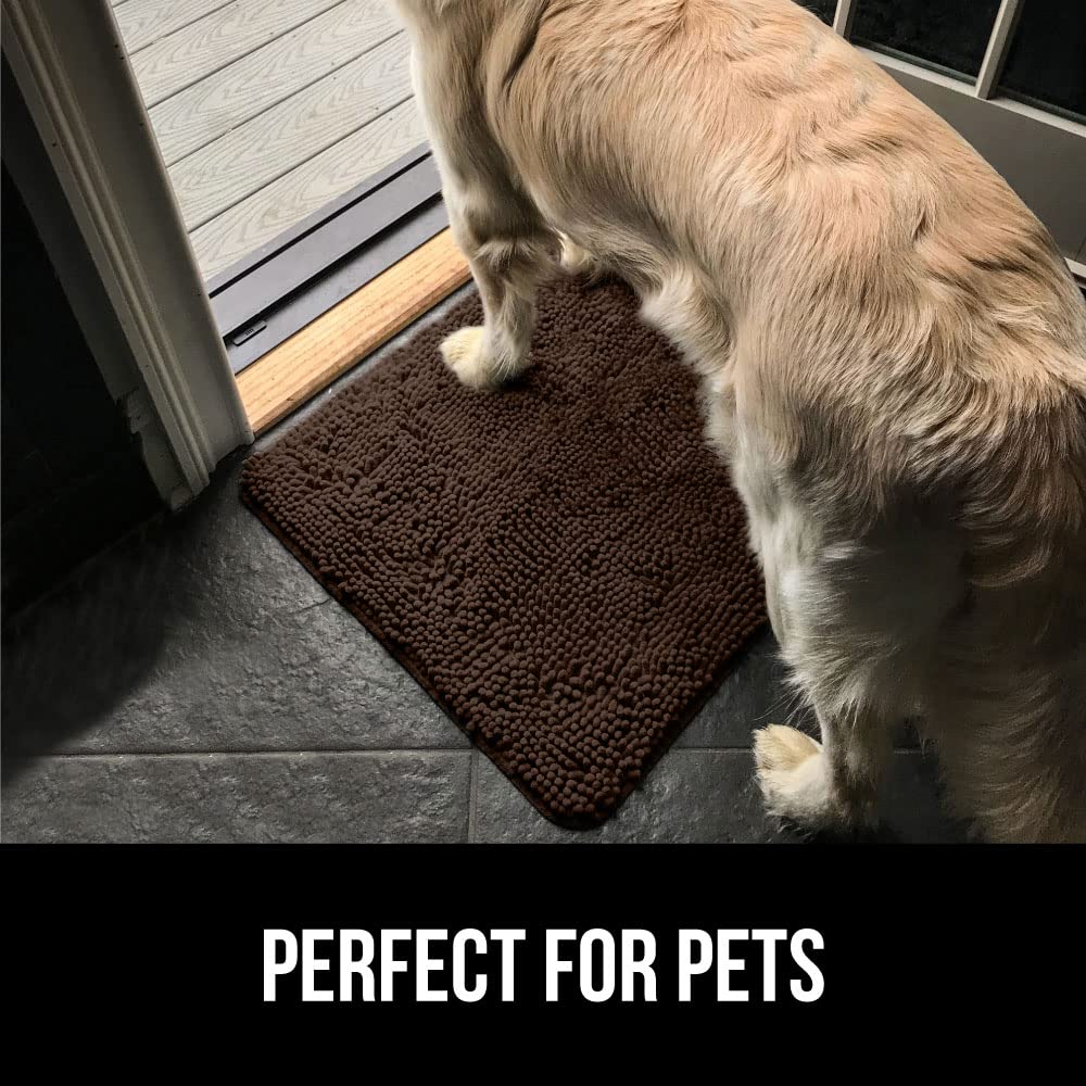 GORILLA GRIP Dog Doormat, Absorbent Doormats for Muddy Dogs Paws, 36x24 Machine Washable Soakstopper Rugs, Cleaner Floors, US De