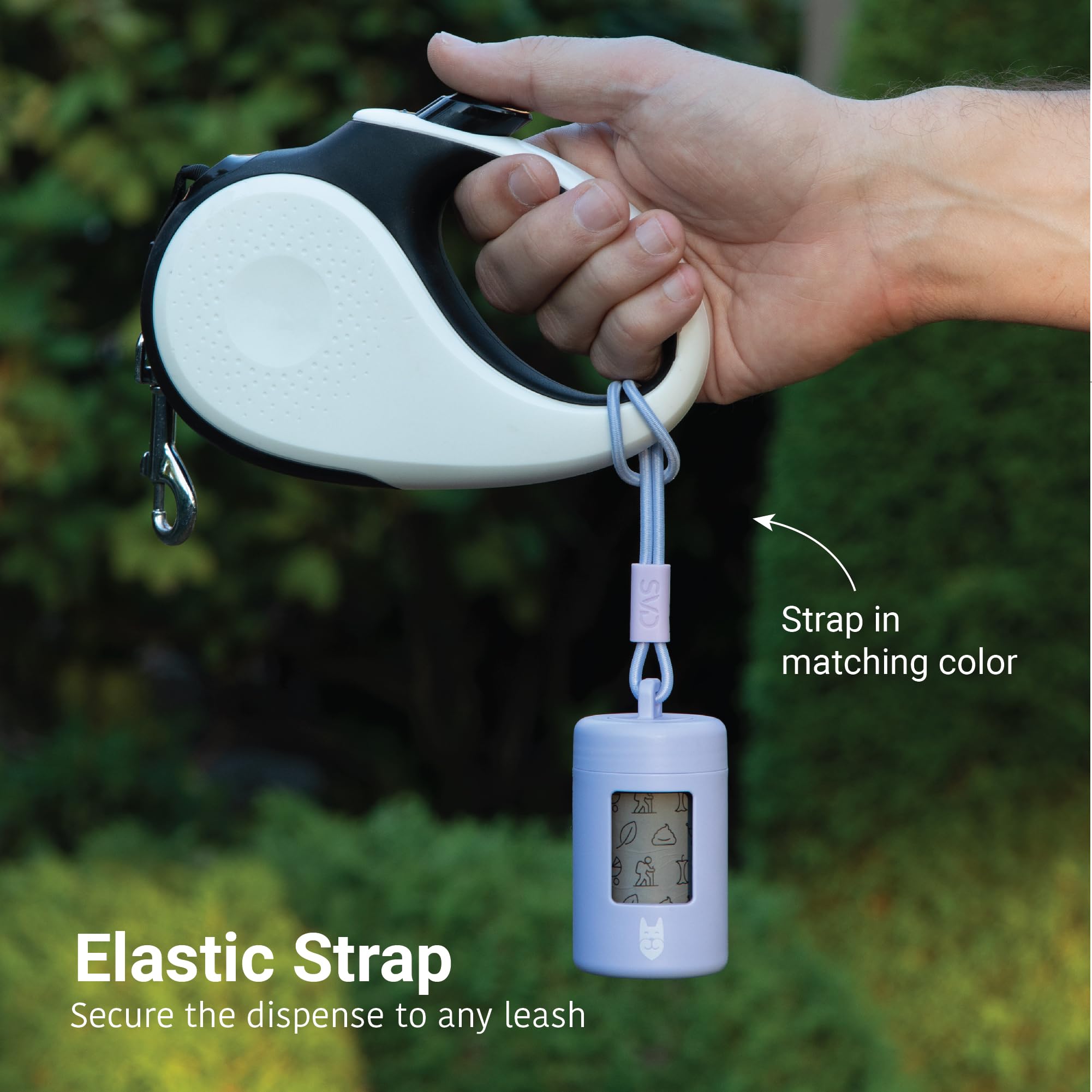 Svd.Pet Dog Poop Bag Dispenser, Retractable Waste Bag Dispenser, Lightweight Poop Bag Holder, Stretchy Strap Fits Any Dog Leash, Dog Walking Accessory (Lavender Field)