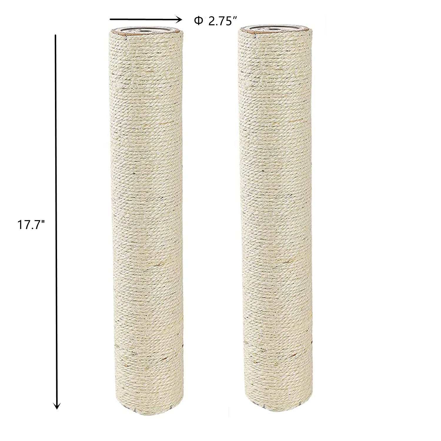 SHENGOCASE 2-Pack Beige Cat Tree Tower Replacement Posts, 17.7 L, Ø 2.75 with M8 Bolt, DIY Scratching Pole Accessories