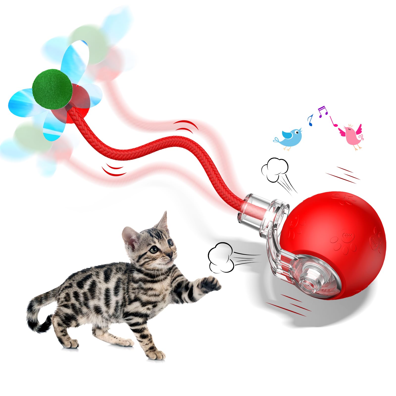 Teeche Interactive Cat Ball Toy - 2025 Smart Rolling Cat Toy With Shiny Tail, Motion Activated Boredom Relief For Indoor Cats, U
