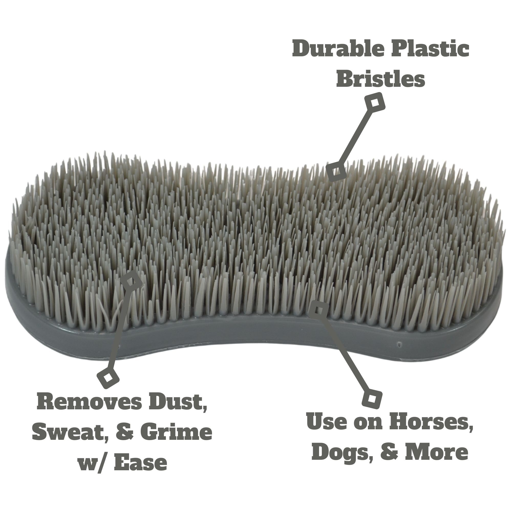 Intrepid International Magic Horse Brush Horse Grooming Kit W/Durable Plastic Britsles, Horse Brushes For Grooming, Grey