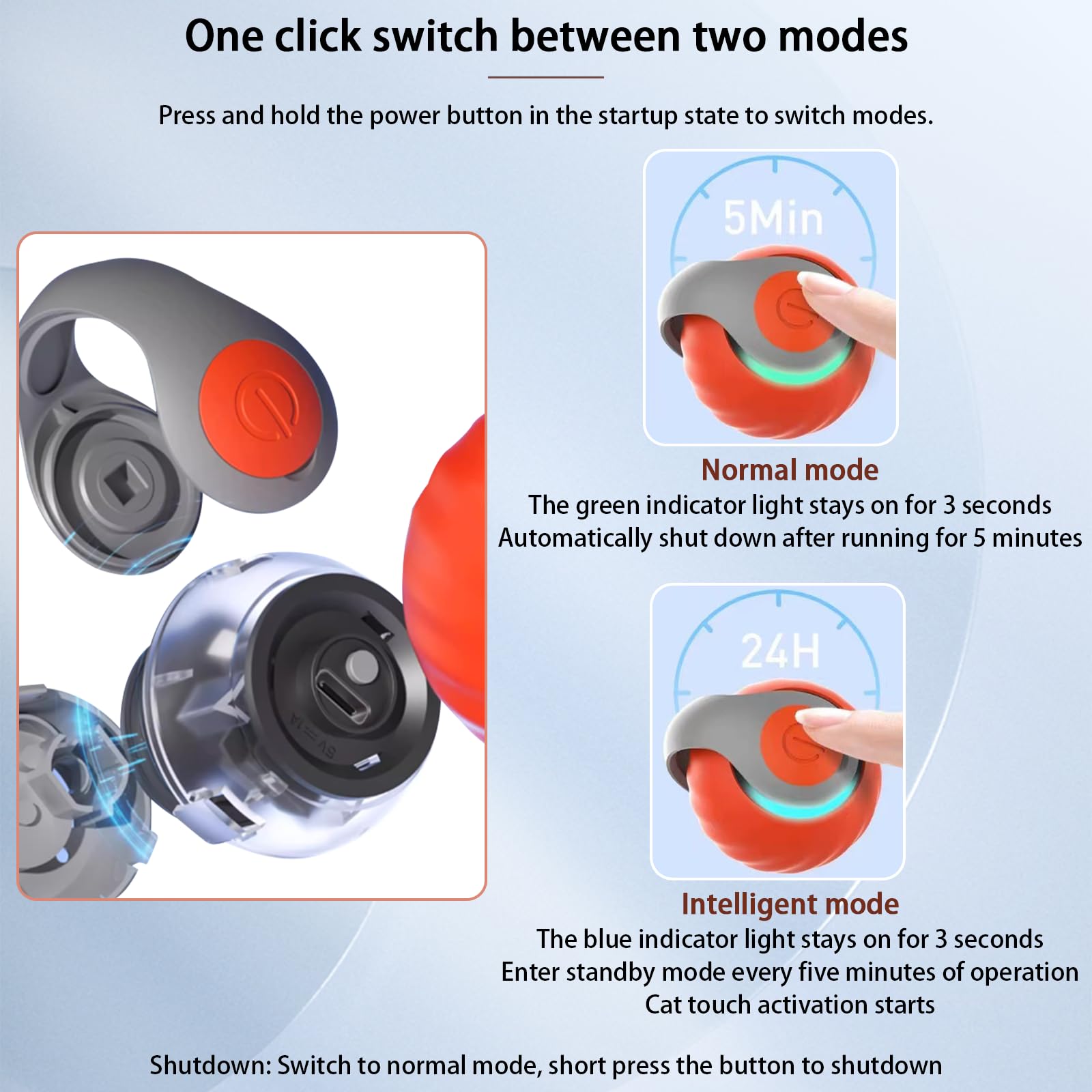 Oiuyamn Interactive Cat Toy Ball, Automatic Moving Cats Ball Toy With Feather, Indoor Smart Cat Toys, Motorised Cats Balls Toy F