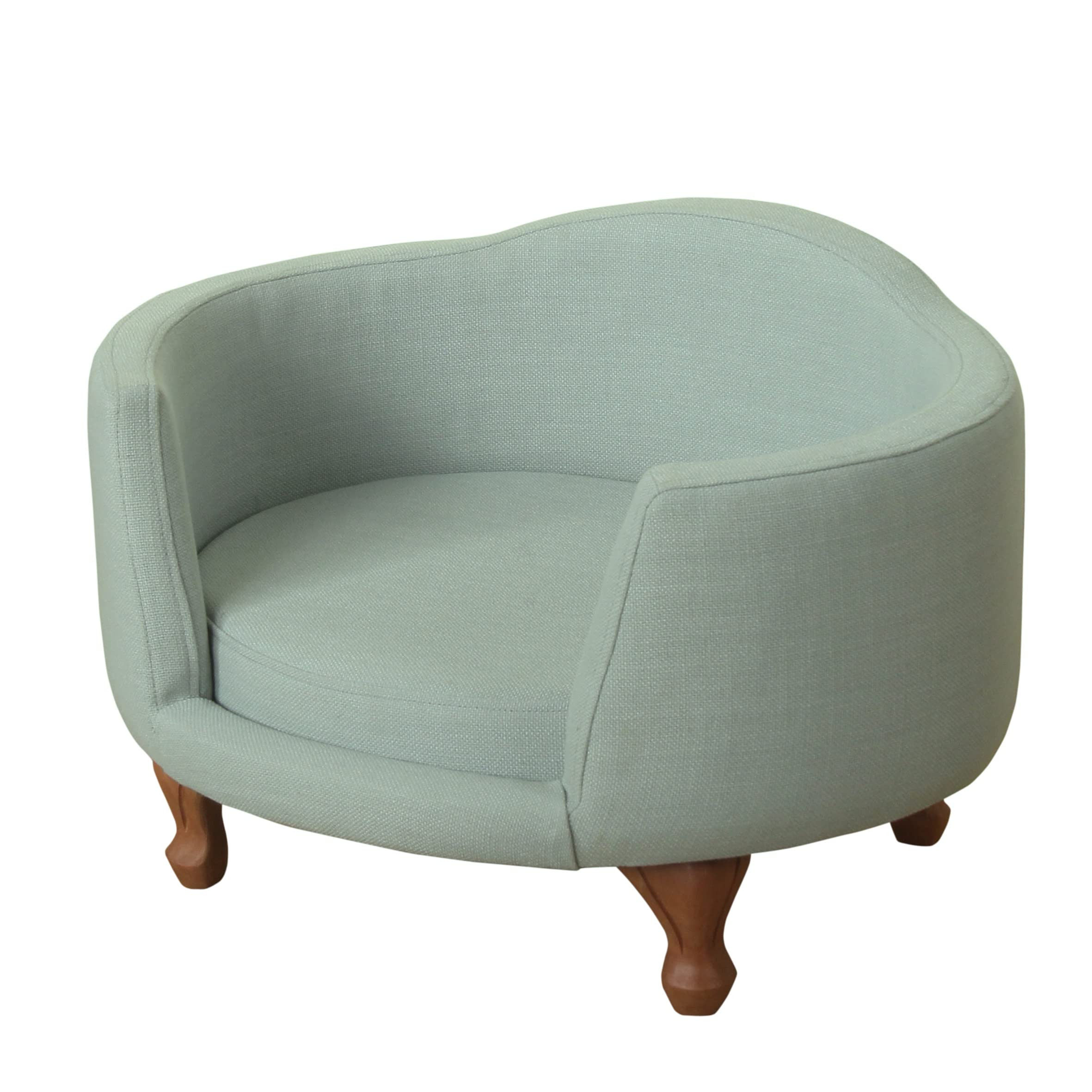 Homepop Home Decor | Upholstered Curved Pet Bed | Luxury Cat & Dog Beds & Furniture | Round Pet Bed Created With Stain Resistant Fabric, Aqua Woven
