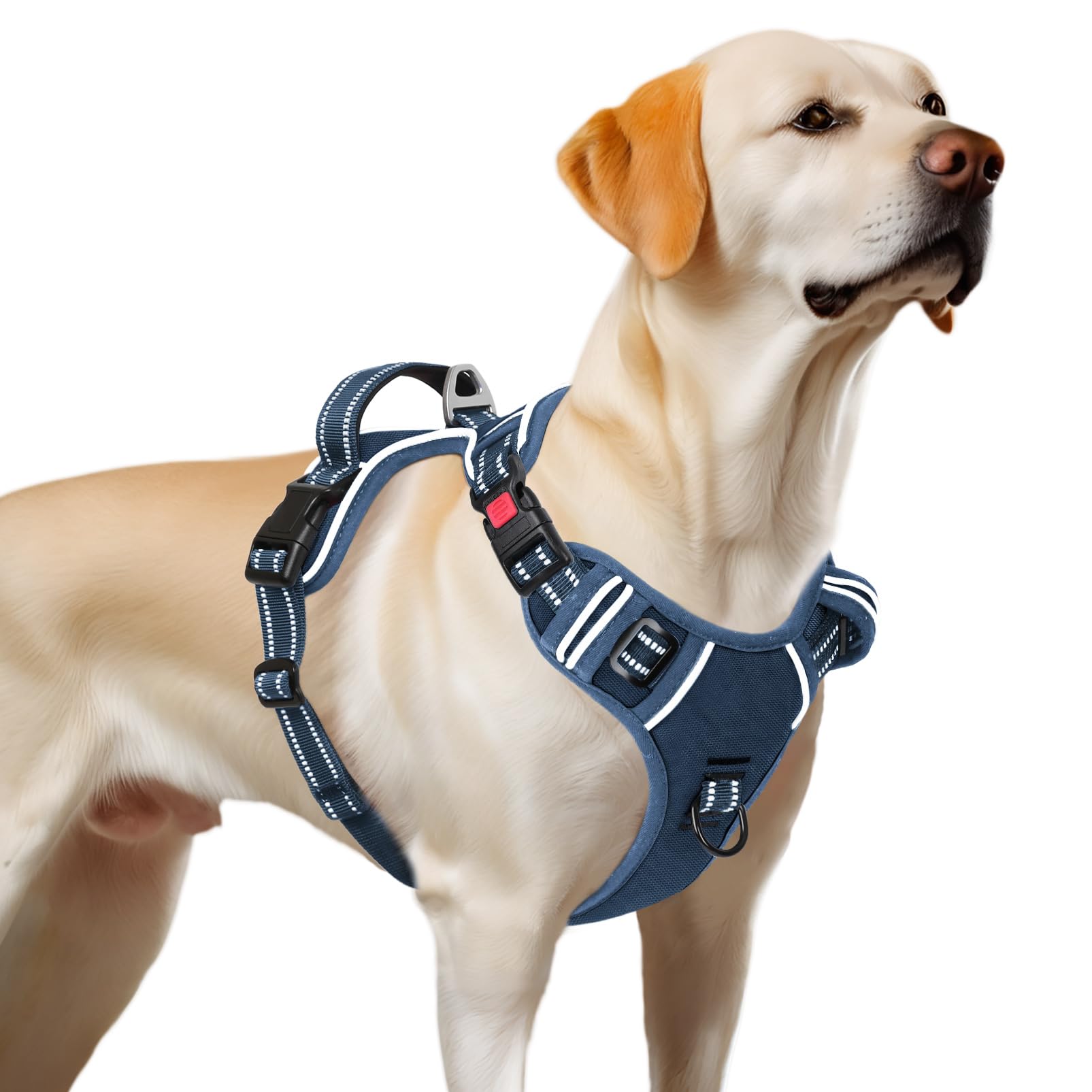 Timos Dog Harness Large Sized, No Pull Pet Harness with Neck Lockable Snap,No Choke Front Clip Dog Reflective Vest,Adjustable Me