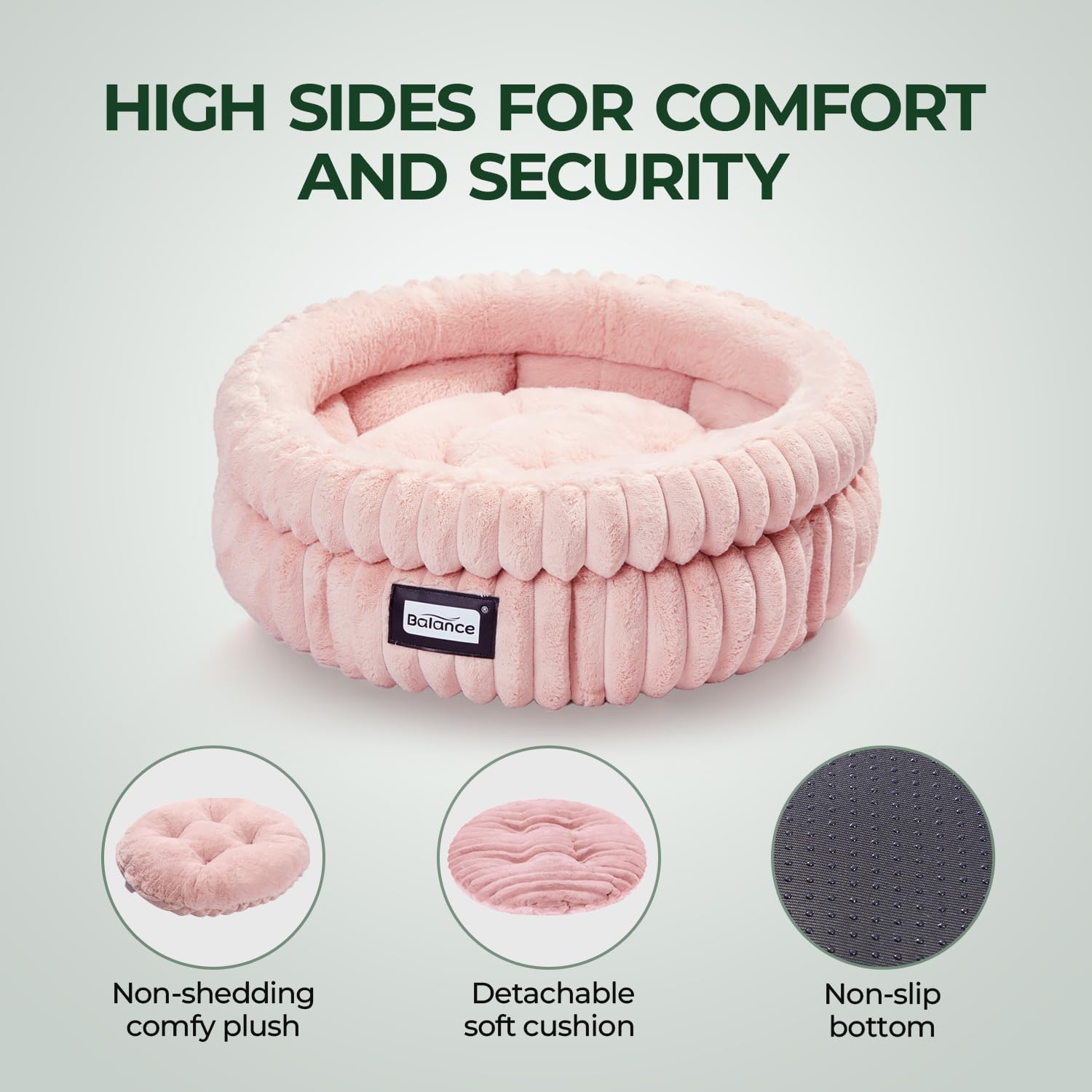 Balance Cat Bed Kitten Bed, Washable Round Cat Beds For Indoor Cats,Super Soft Plush Faux Fur Pet Bed For Puppy And Kitten With