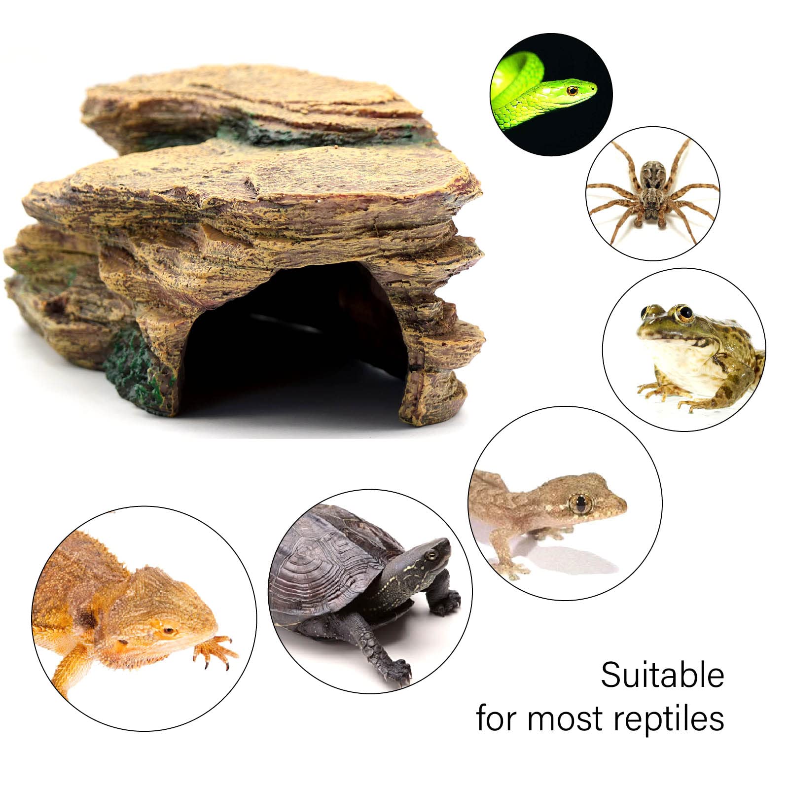 Turtle Basking Platform Shale Scape Step Ledge, Reptile Cave Hideout Turtle Tank Accessories Decorations, Great for Reptiles, Am