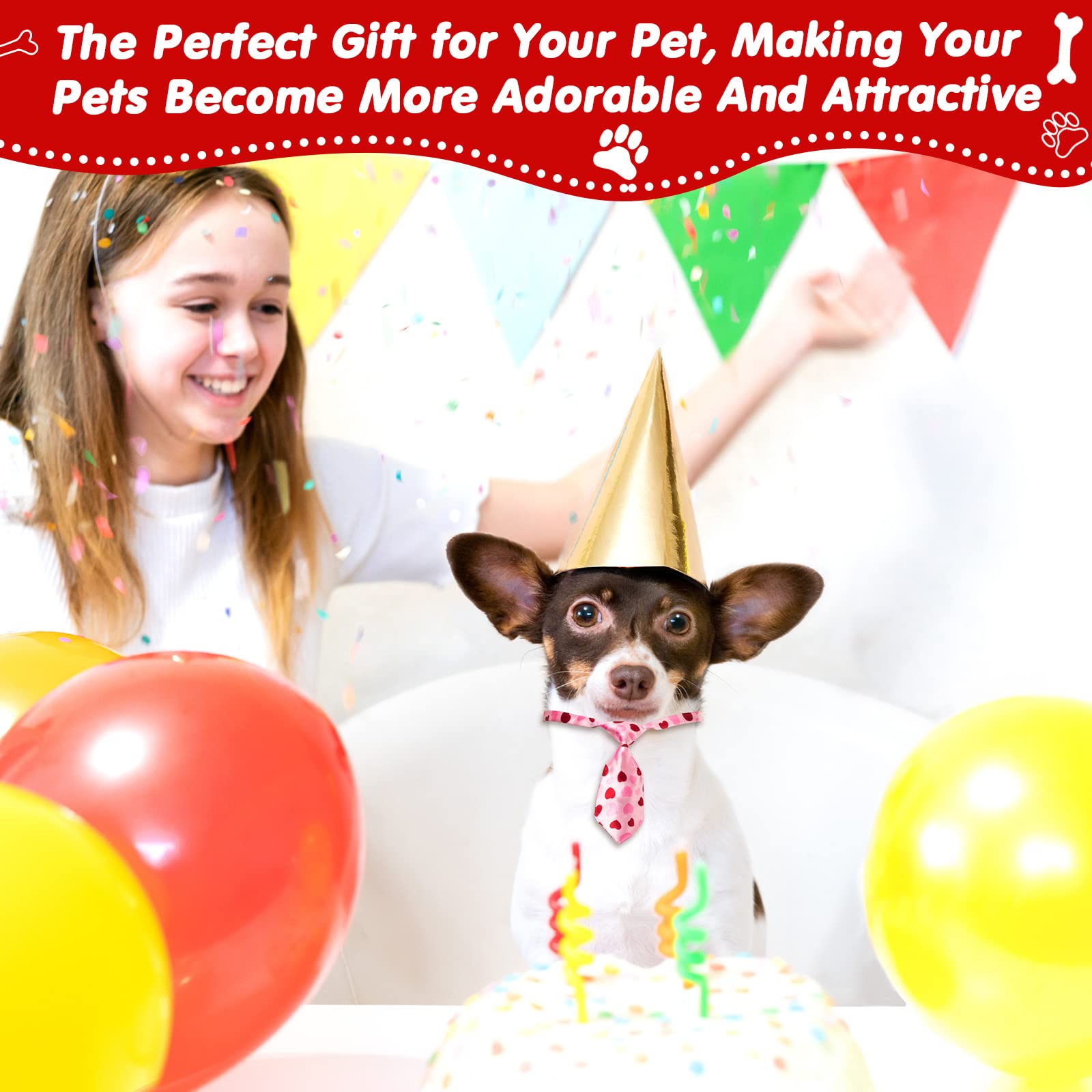 Chumia 100 Pcs Adjustable Dog Ties Set Includes 50 Bow Ties 25 Neckties 25 Flower Neck Tie Assorted Bowtie Collar Grooming Acces